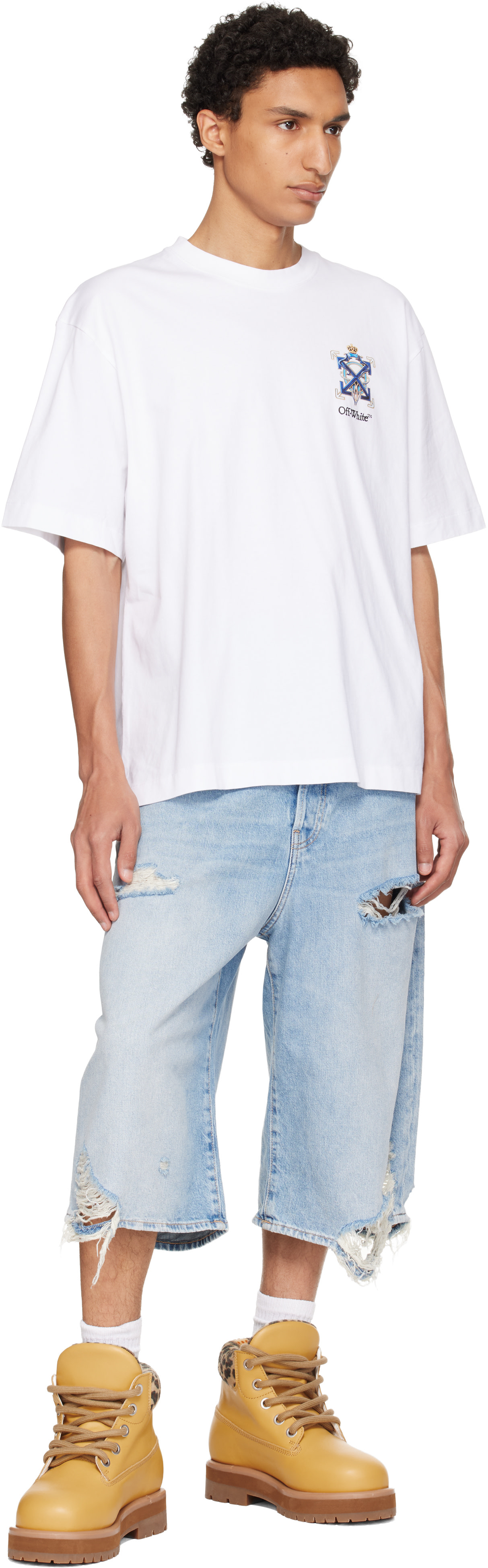 Off-White: ホワイト Jewel Arrow Skate Tシャツ | SSENSE 日本
