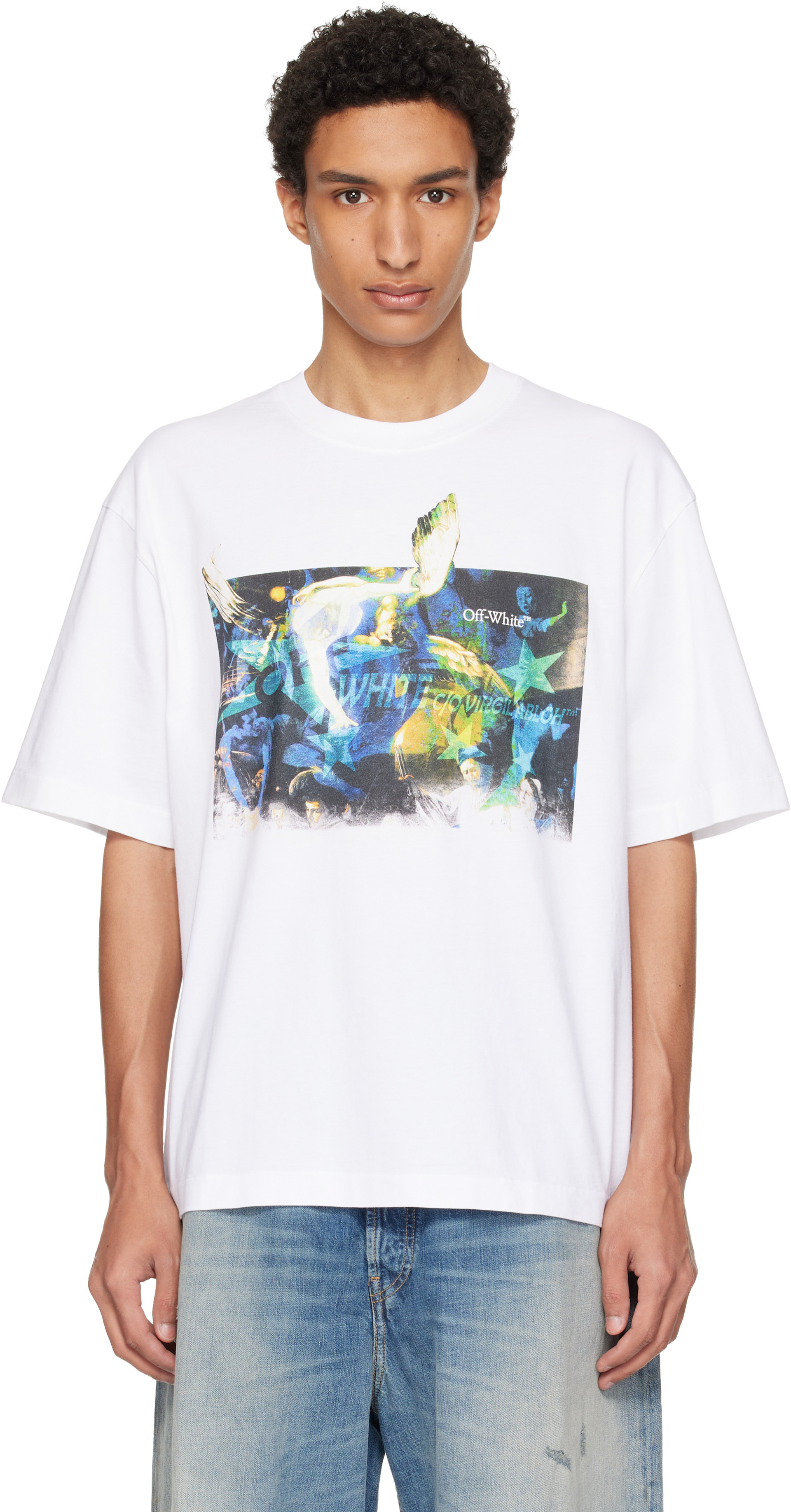 Off-White - T-shirt de planchiste blanc à image