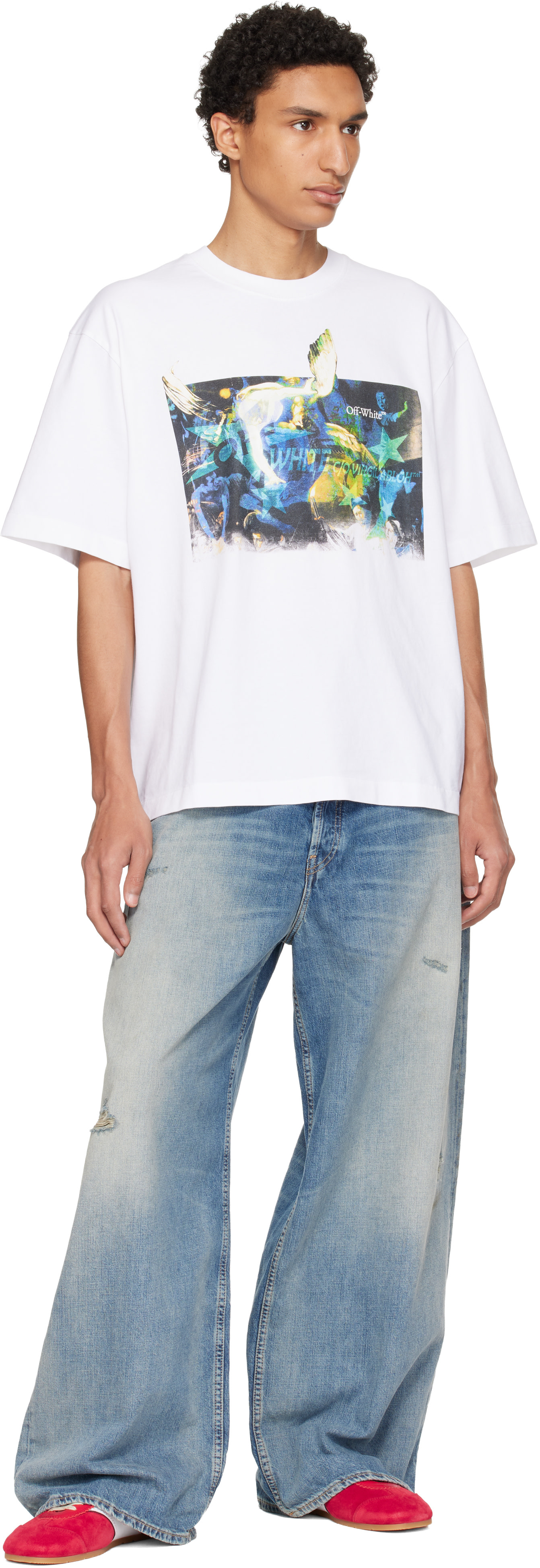 Off-White - T-shirt de planchiste blanc à image