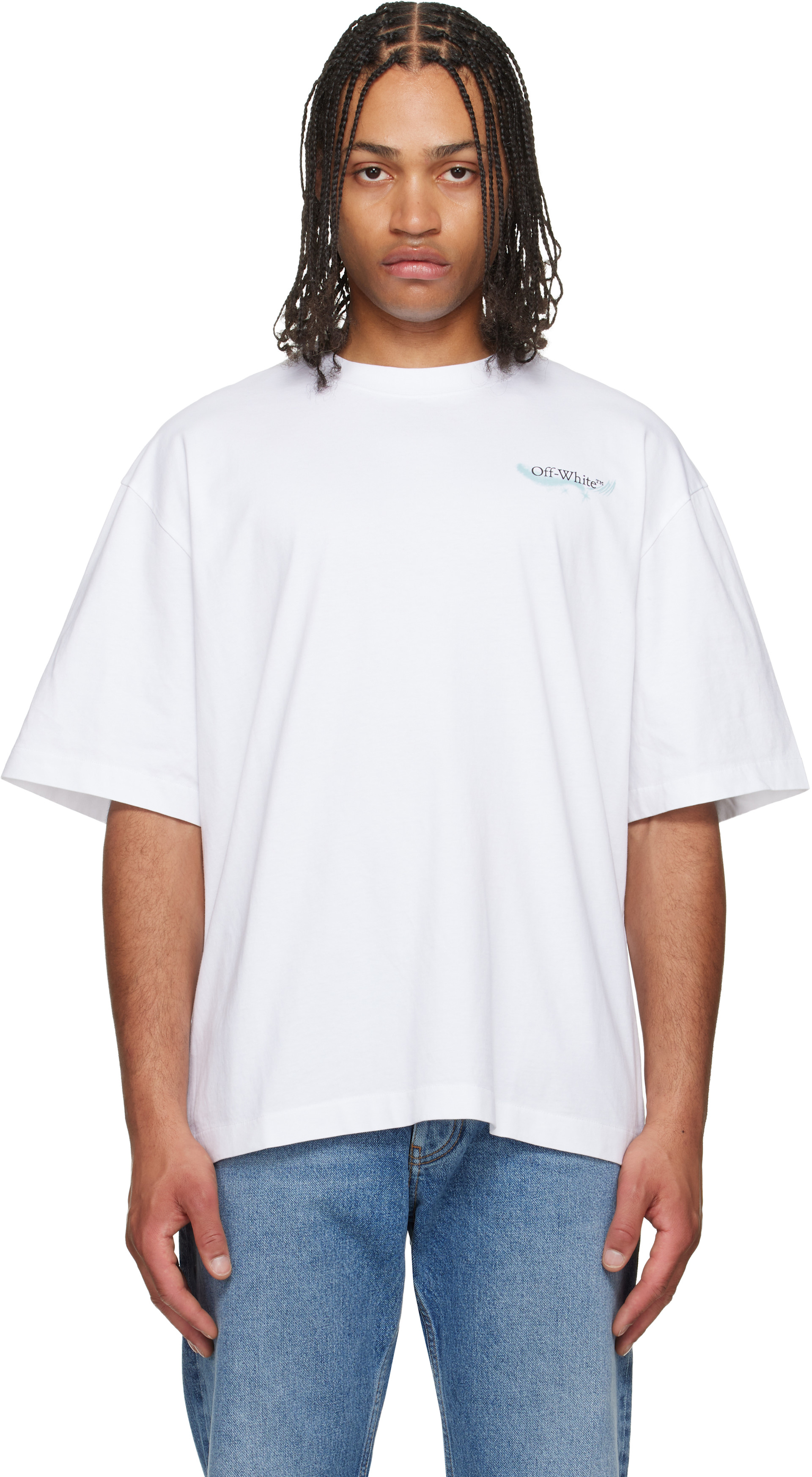 Off-White: White Moon Arrow S/S Skate T-shirt | SSENSE