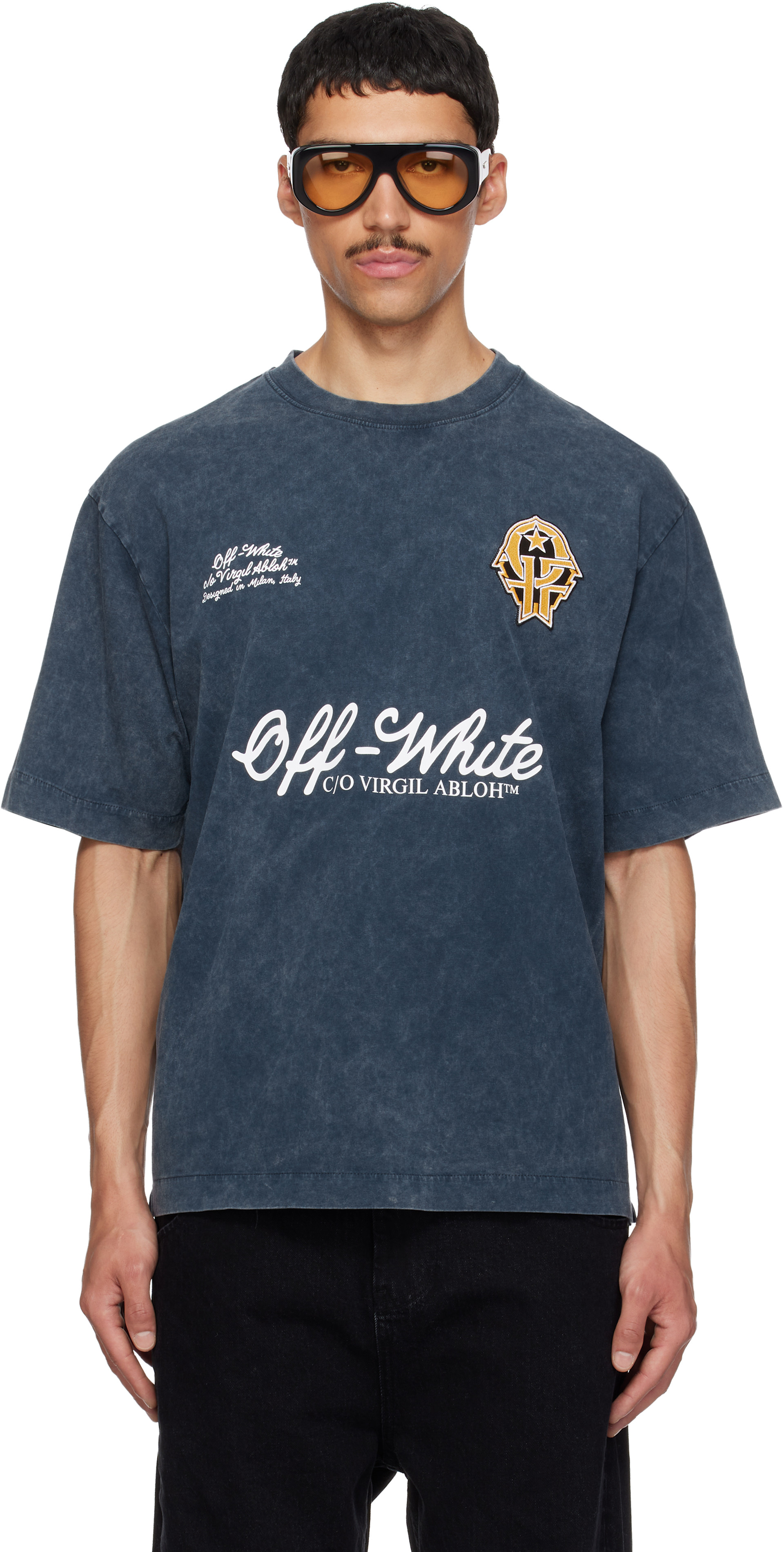 Off-White: ネイビー Sporty 4 Skate Tシャツ | SSENSE 日本