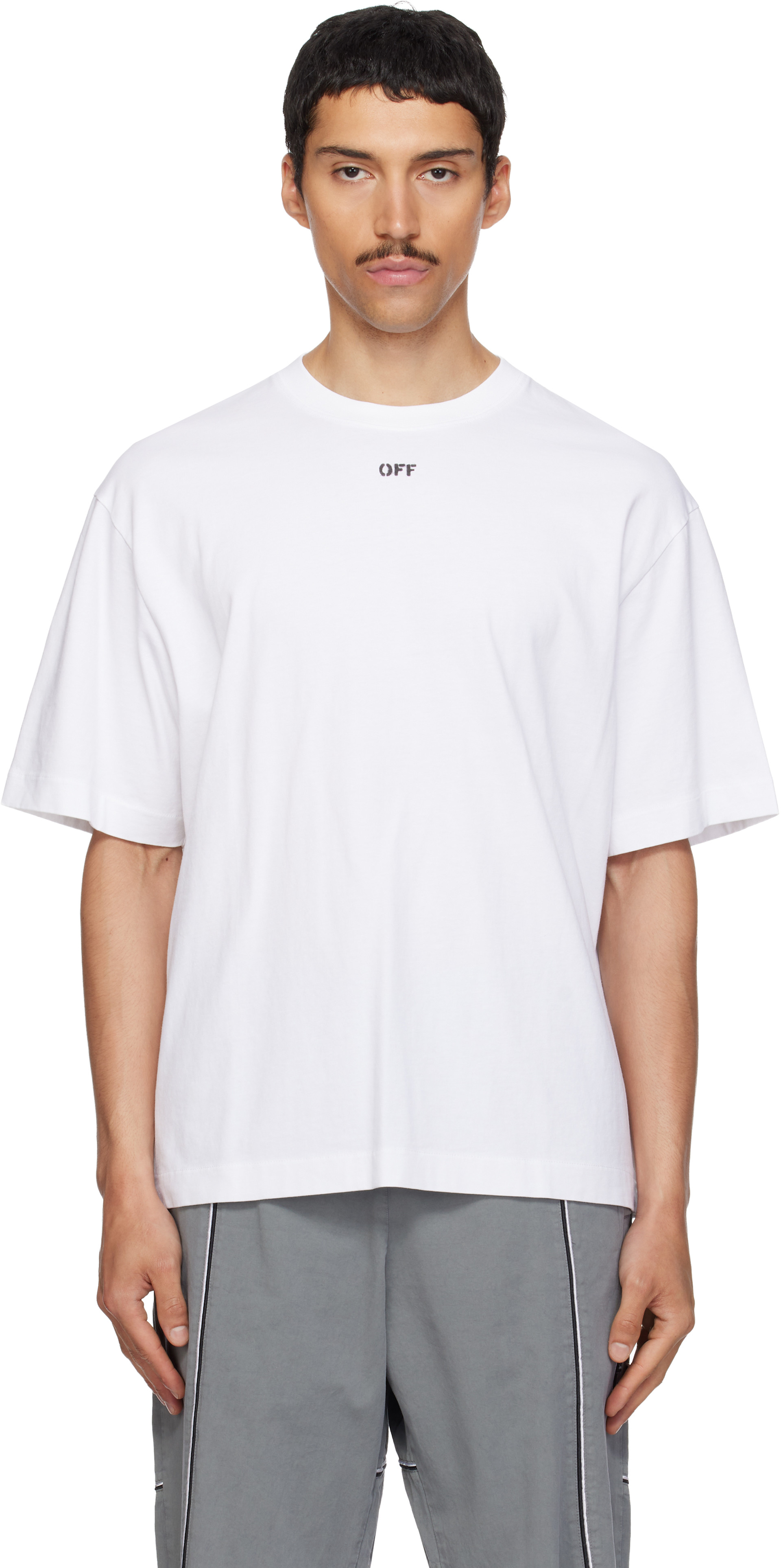 Off-White: White Rubbed Paint Arrow Skate T-shirt | SSENSE