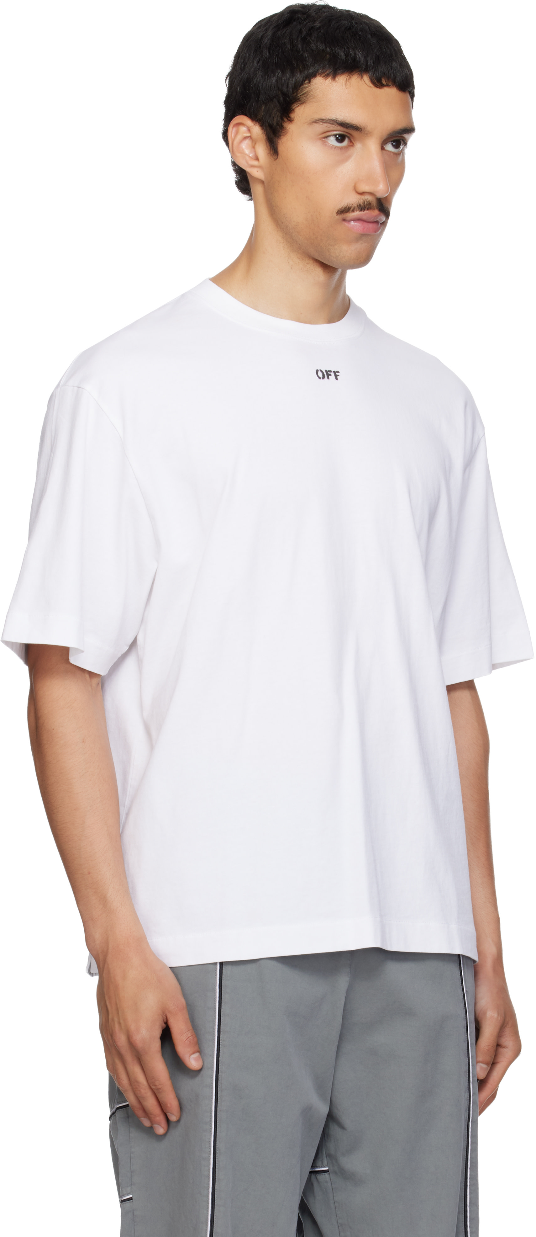 【XXLサイズ】OFF-WHITE オフホワイト Tシャツ　ペイント　アロー Off-White: White Rubbed Paint Arrow Skate T-shirt | SSENSE