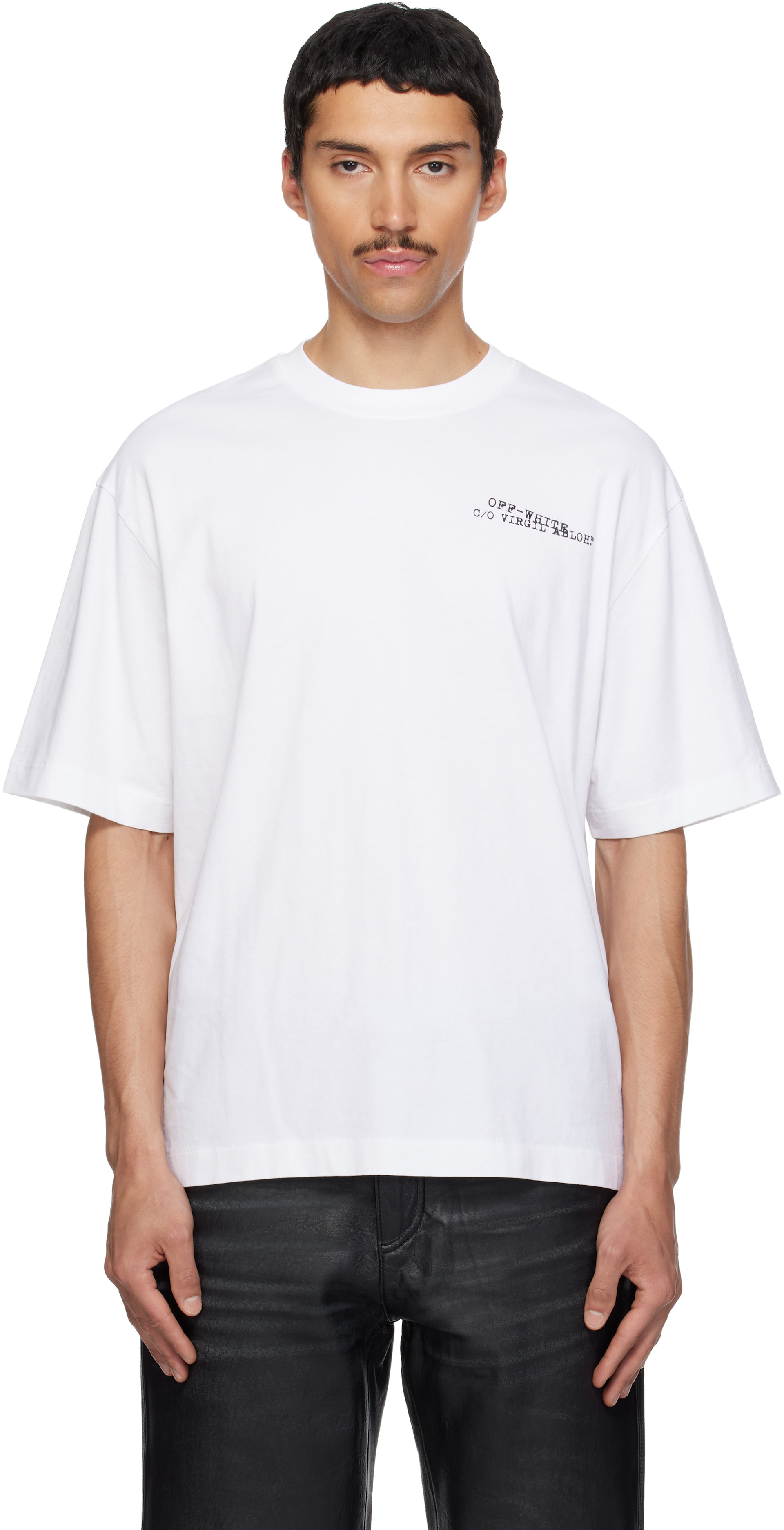 Off-White - 화이트 타입 머신 애로우 스케이트 티셔츠