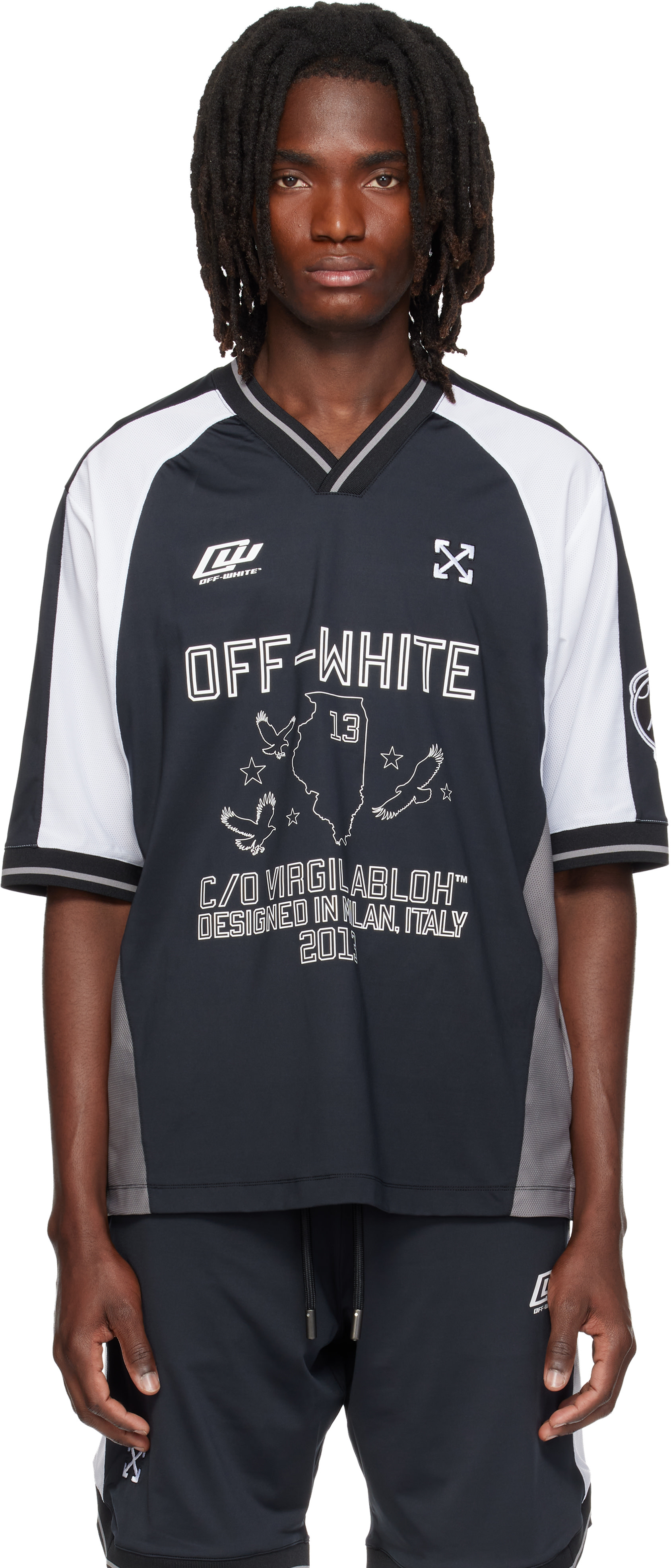 Off-White - Maillot de soccer noir à image à logo