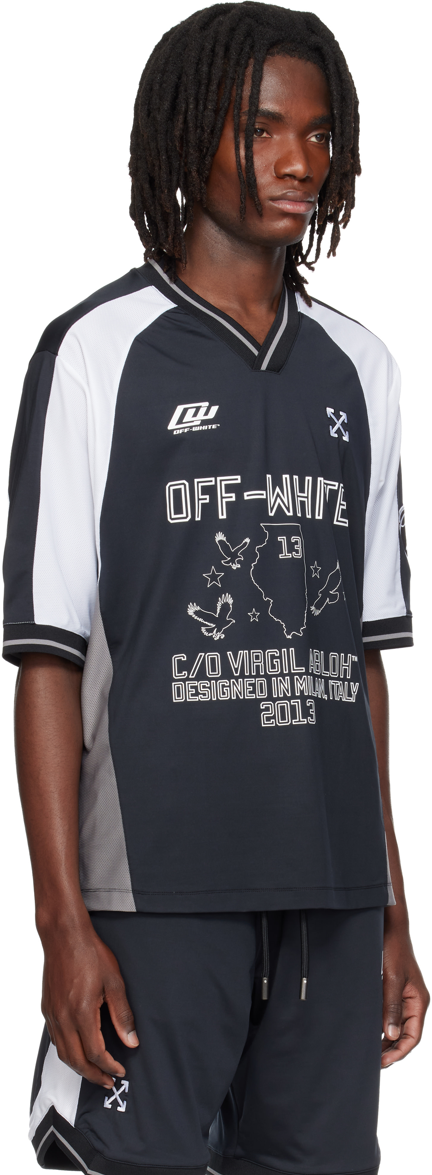 Off-White - Maillot de soccer noir à image à logo