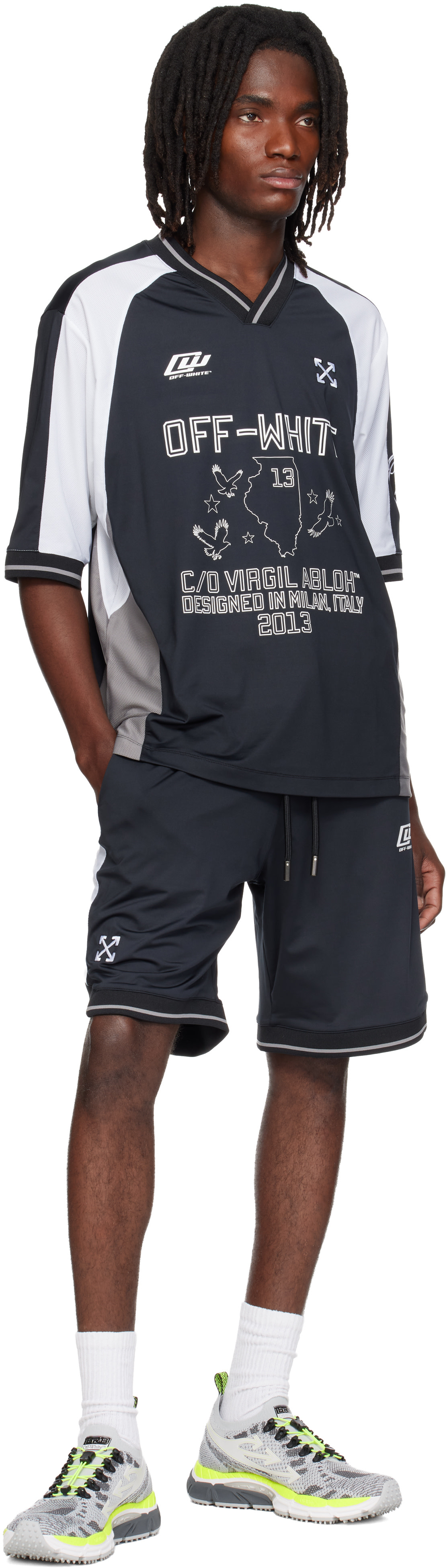 Off-White - Maillot de soccer noir à image à logo