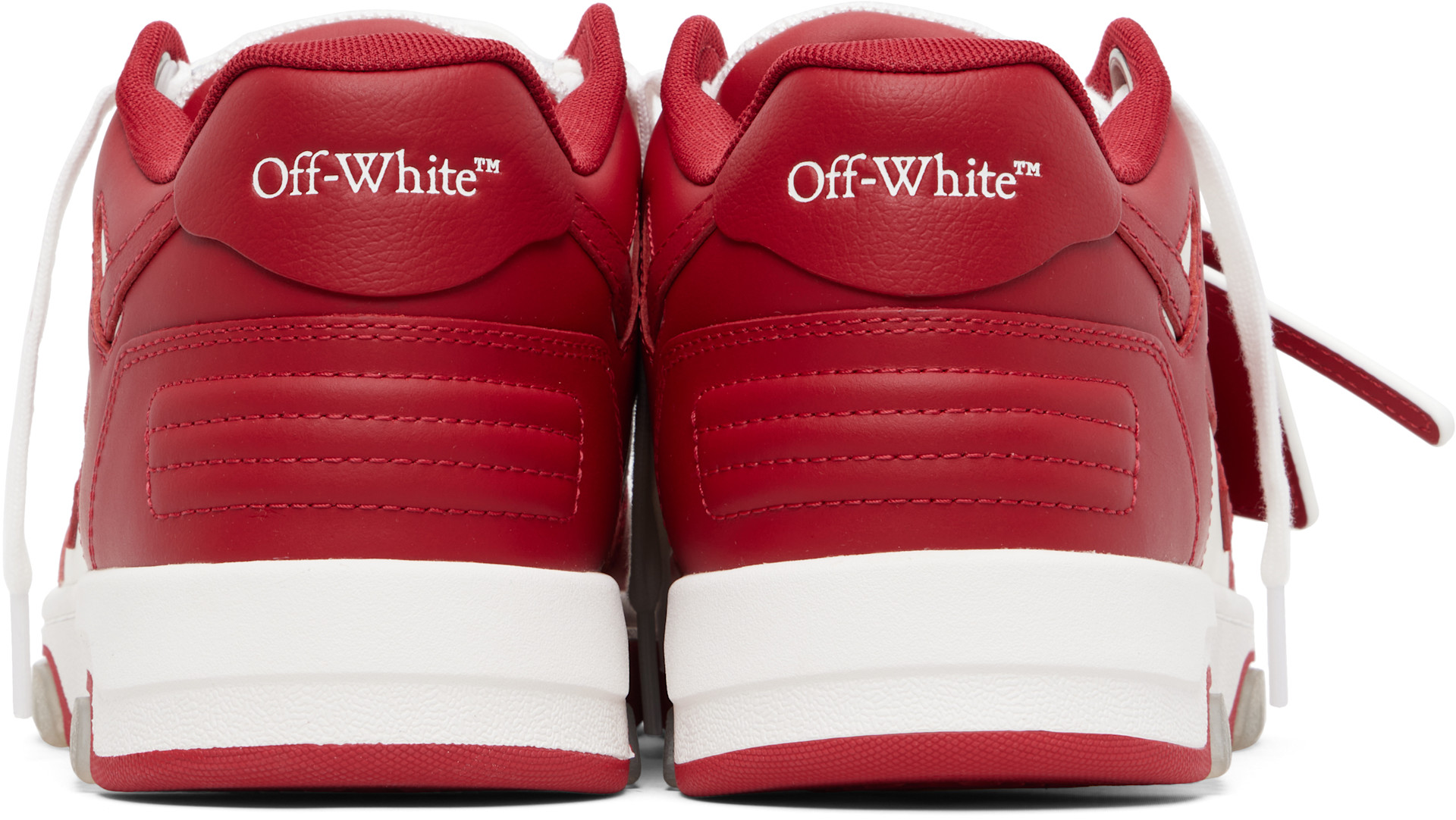 Off-White: レッド＆ホワイト 'Out Of Office' カーフレザー