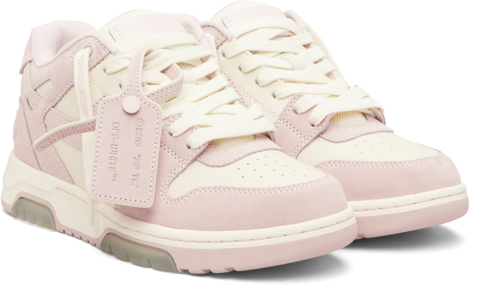 Off-White: ピンク＆オフホワイト 'Out Of Office' スニーカー