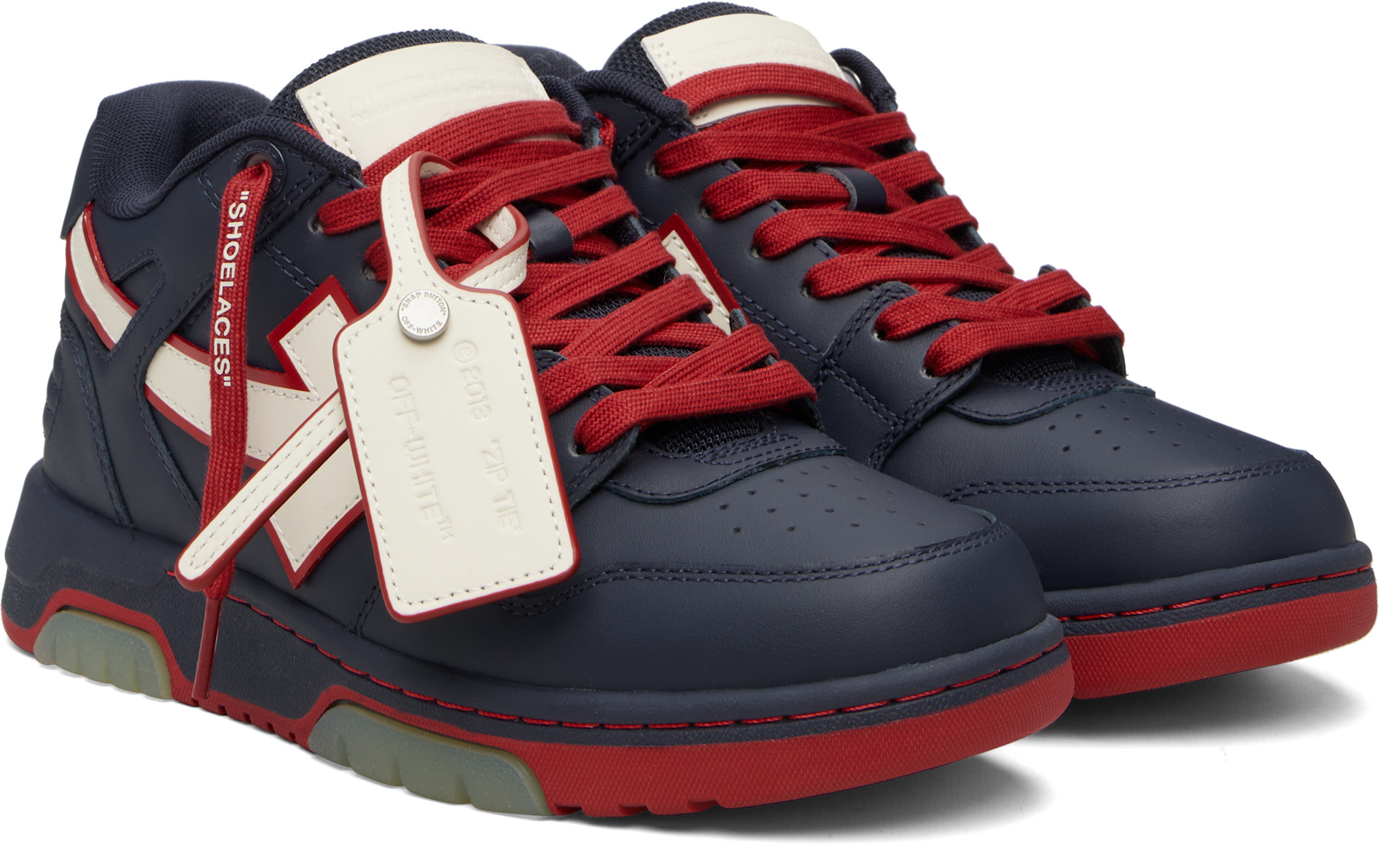 Off-White: Navy 'Out Of Office' Outline Sneakers | SSENSE