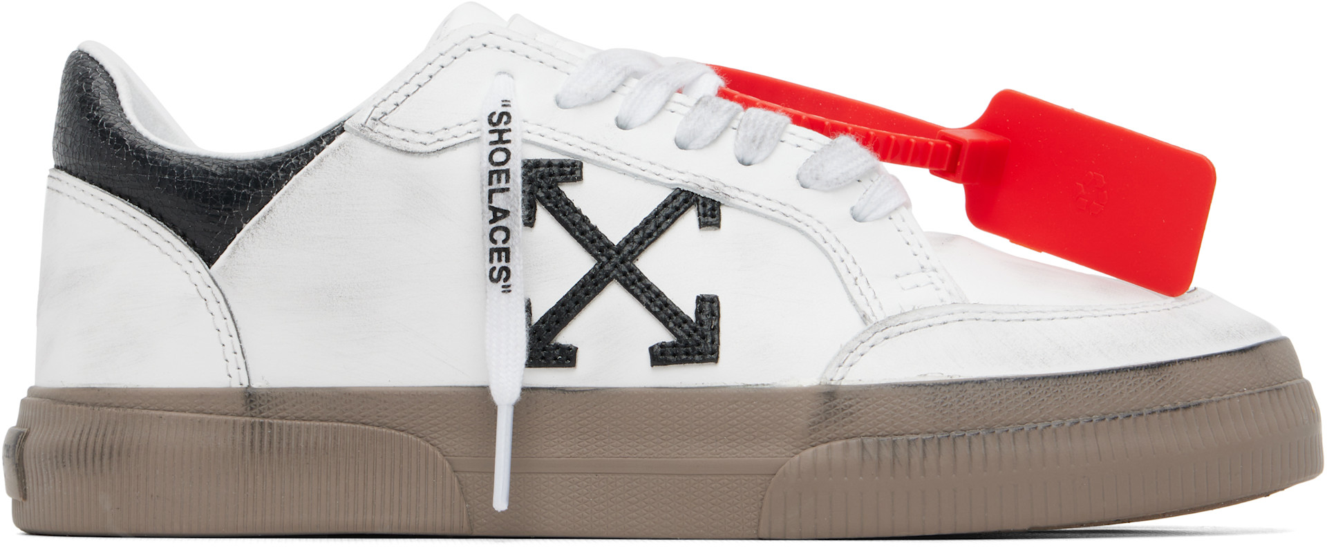 Off-White - Baskets basses rétro blanches à semelle vulcanisée
