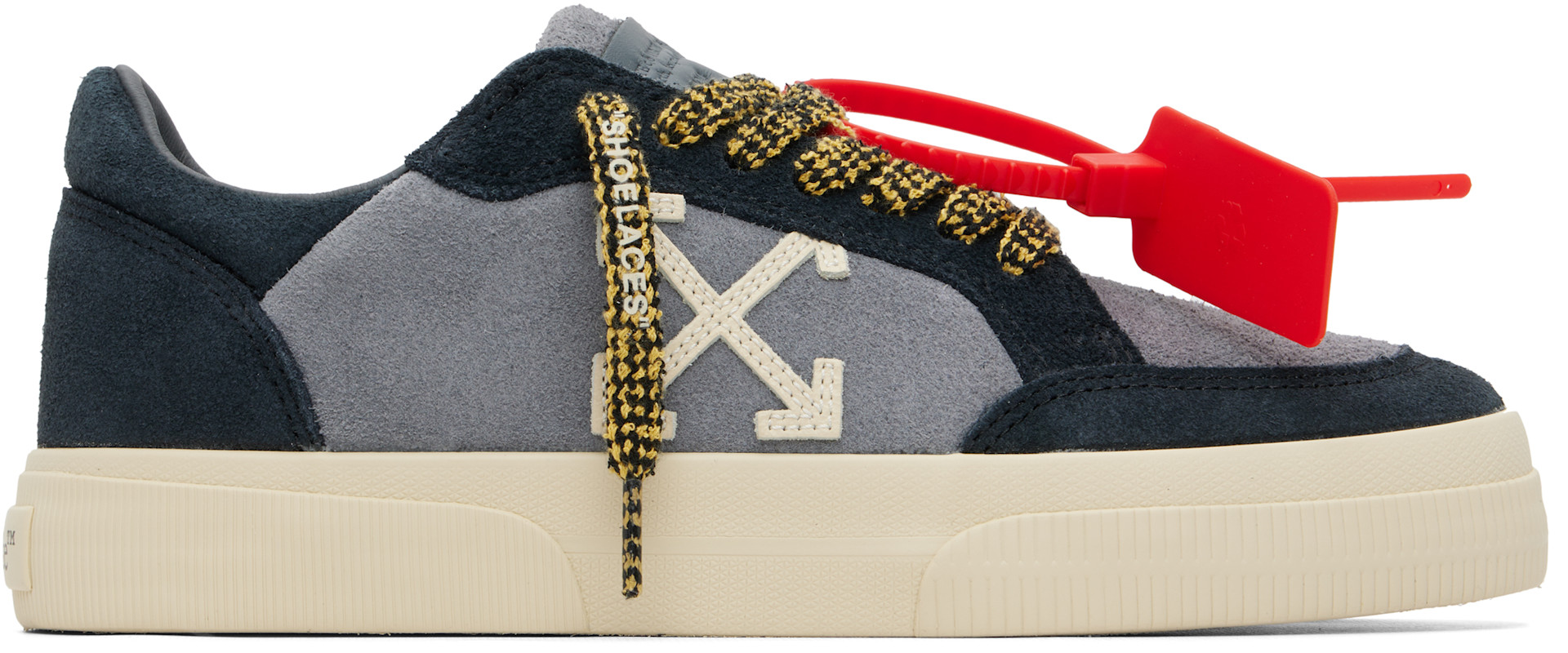 Off-White - Baskets basses vulcanisées grises en suède