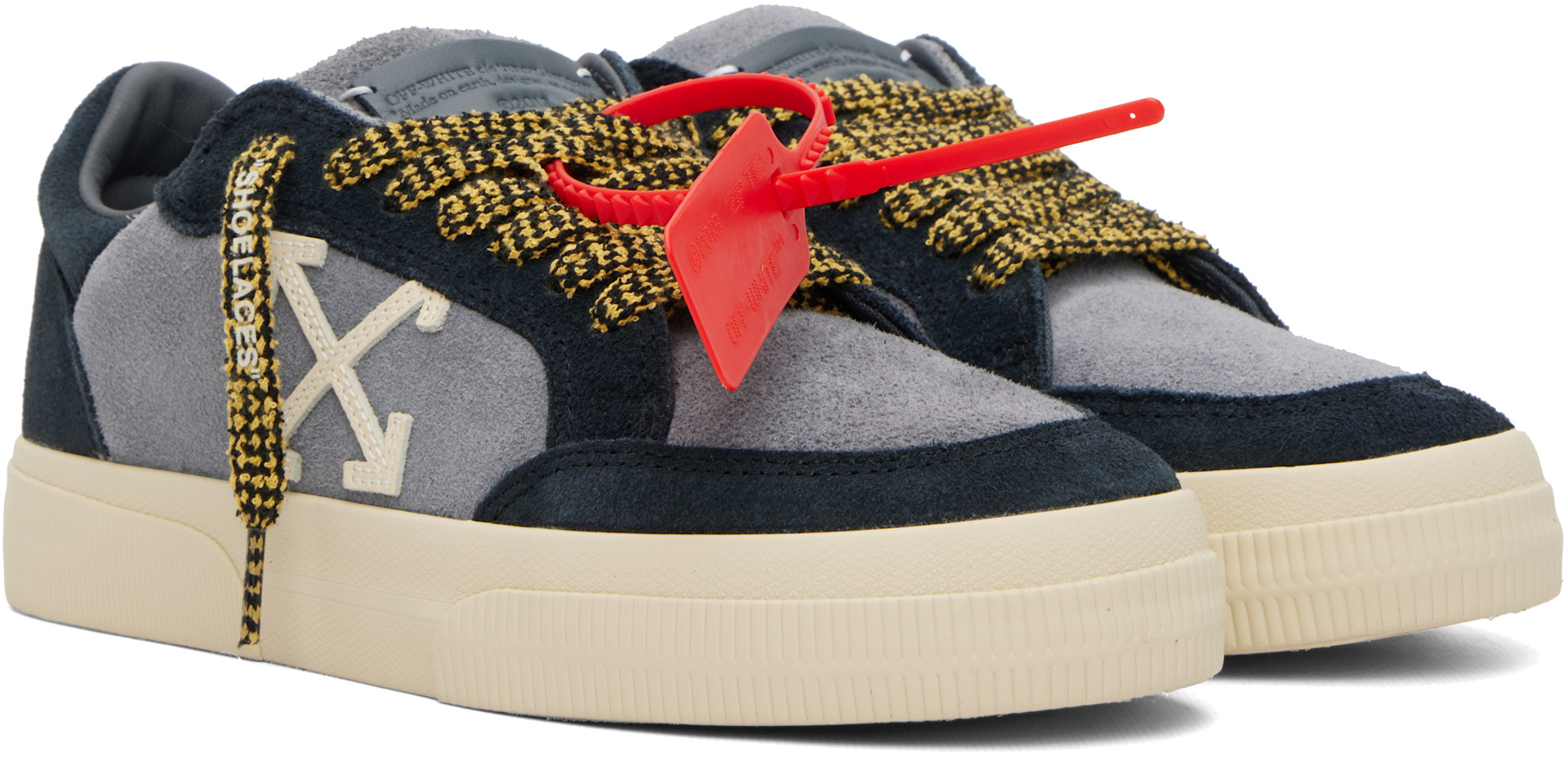 Off-White - Baskets basses vulcanisées grises en suède