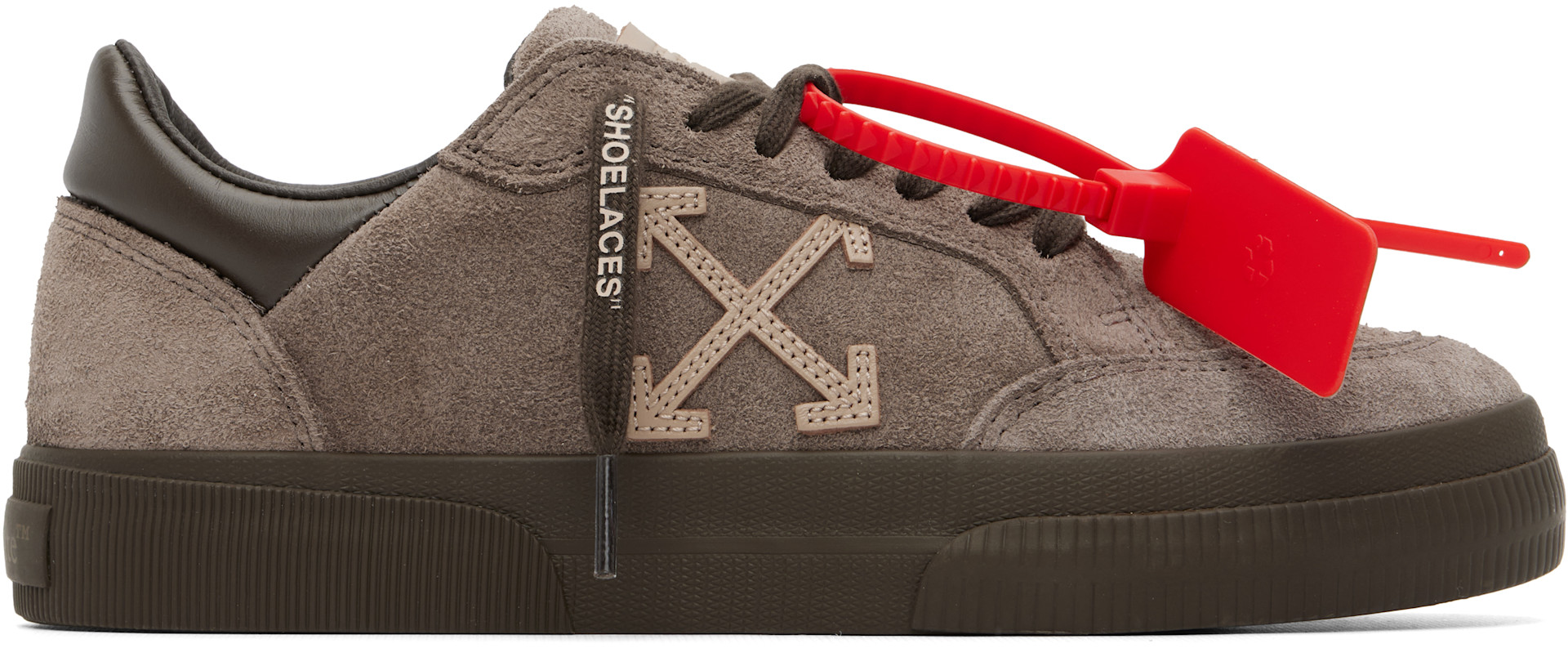 Off-White - Taupe Vulcanized Low Suede Sneakers
