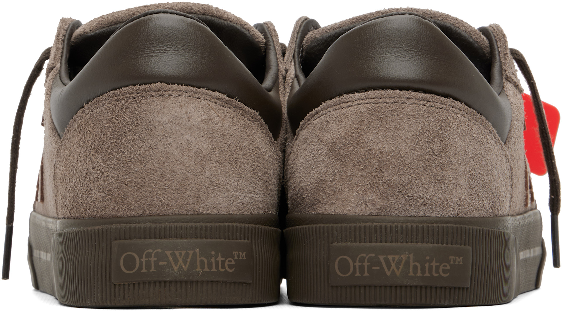 Off-White - Taupe Vulcanized Low Suede Sneakers
