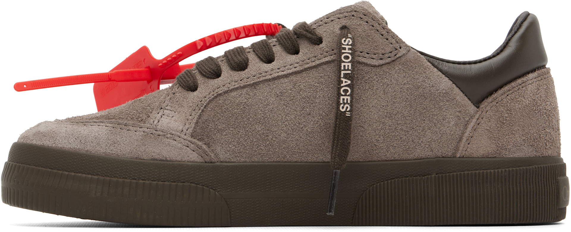 Off-White - Taupe Vulcanized Low Suede Sneakers