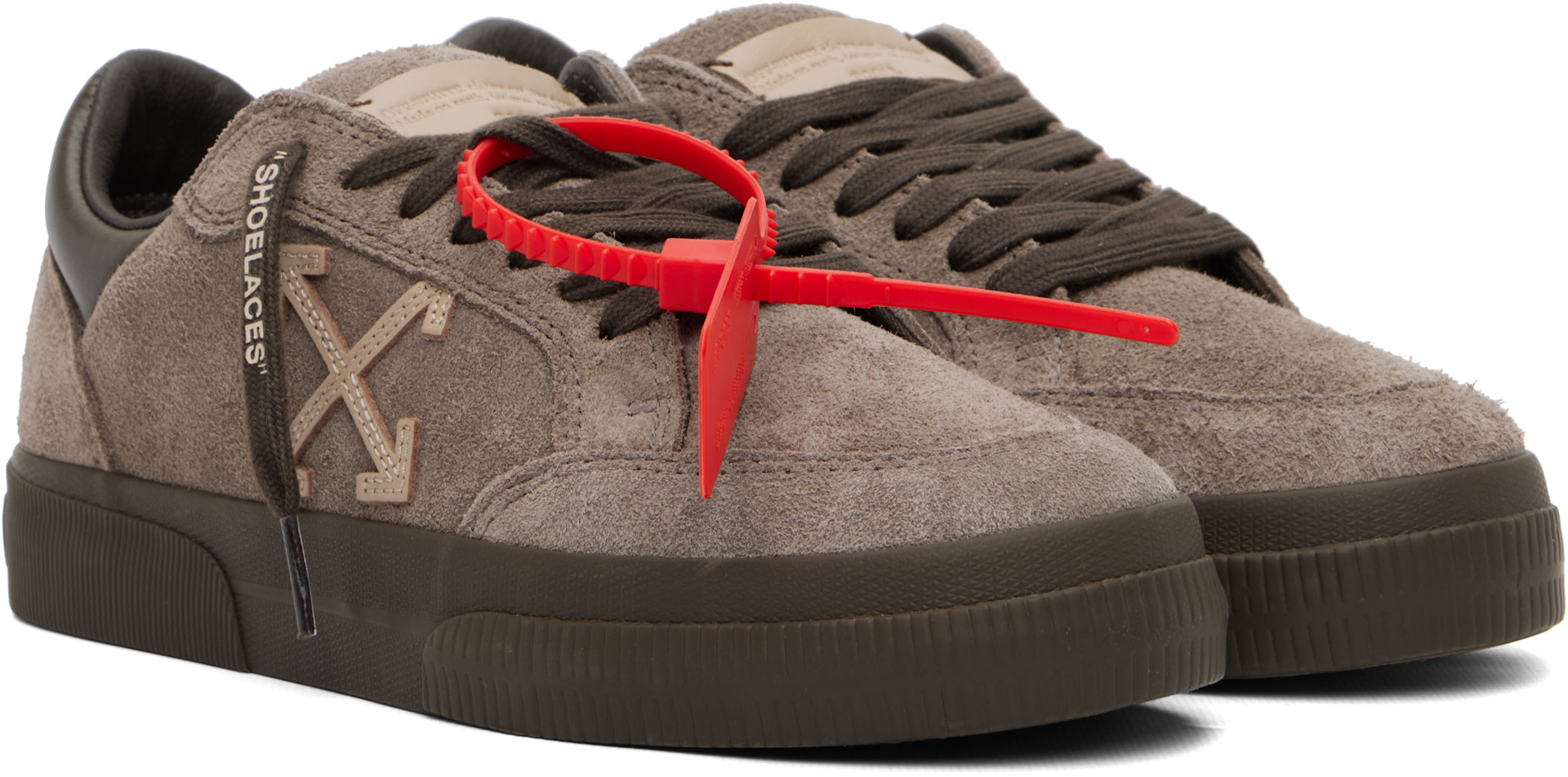 Off-White - Taupe Vulcanized Low Suede Sneakers
