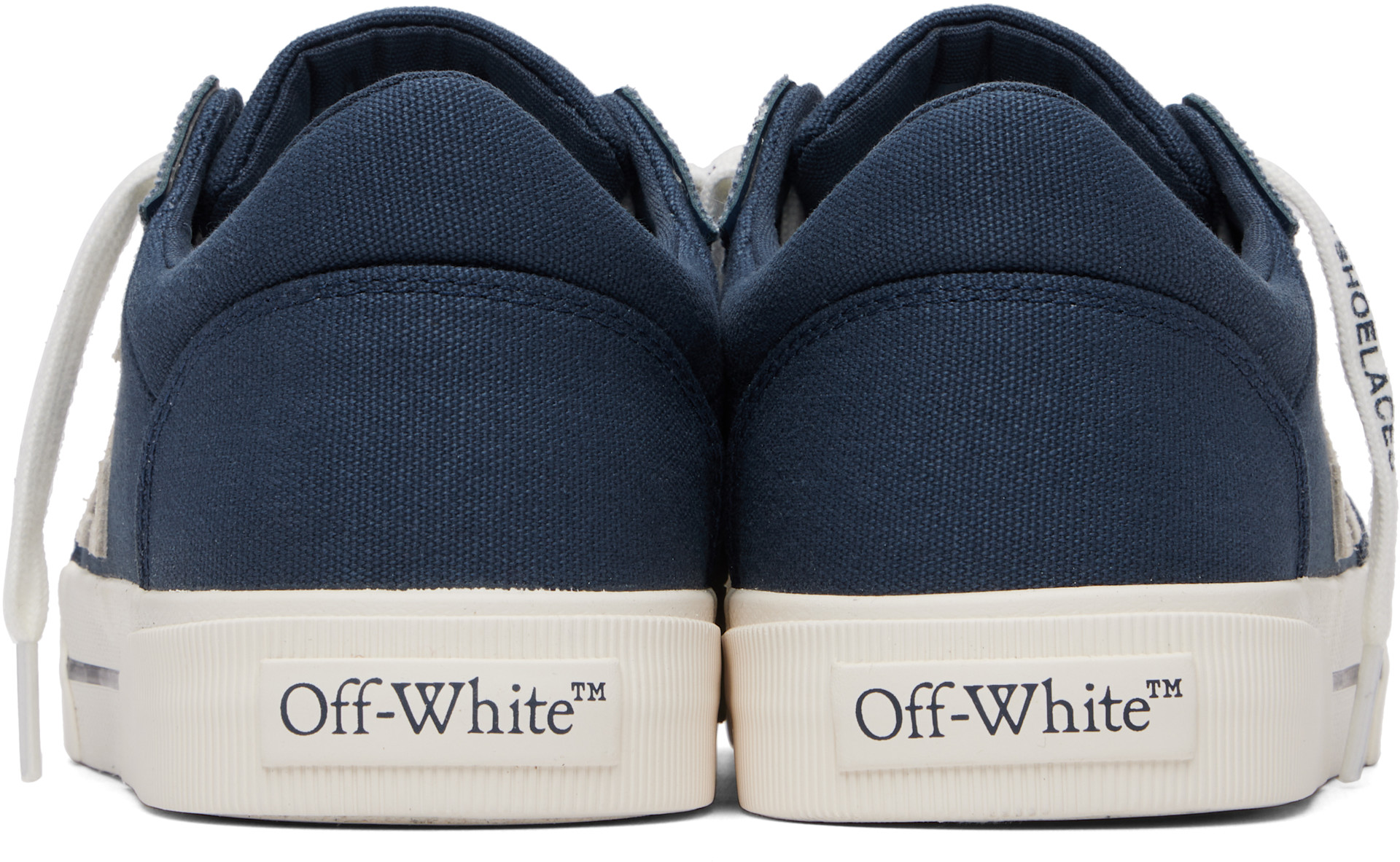 Off-White - 블루 벌커나이즈 로우탑 스니커즈