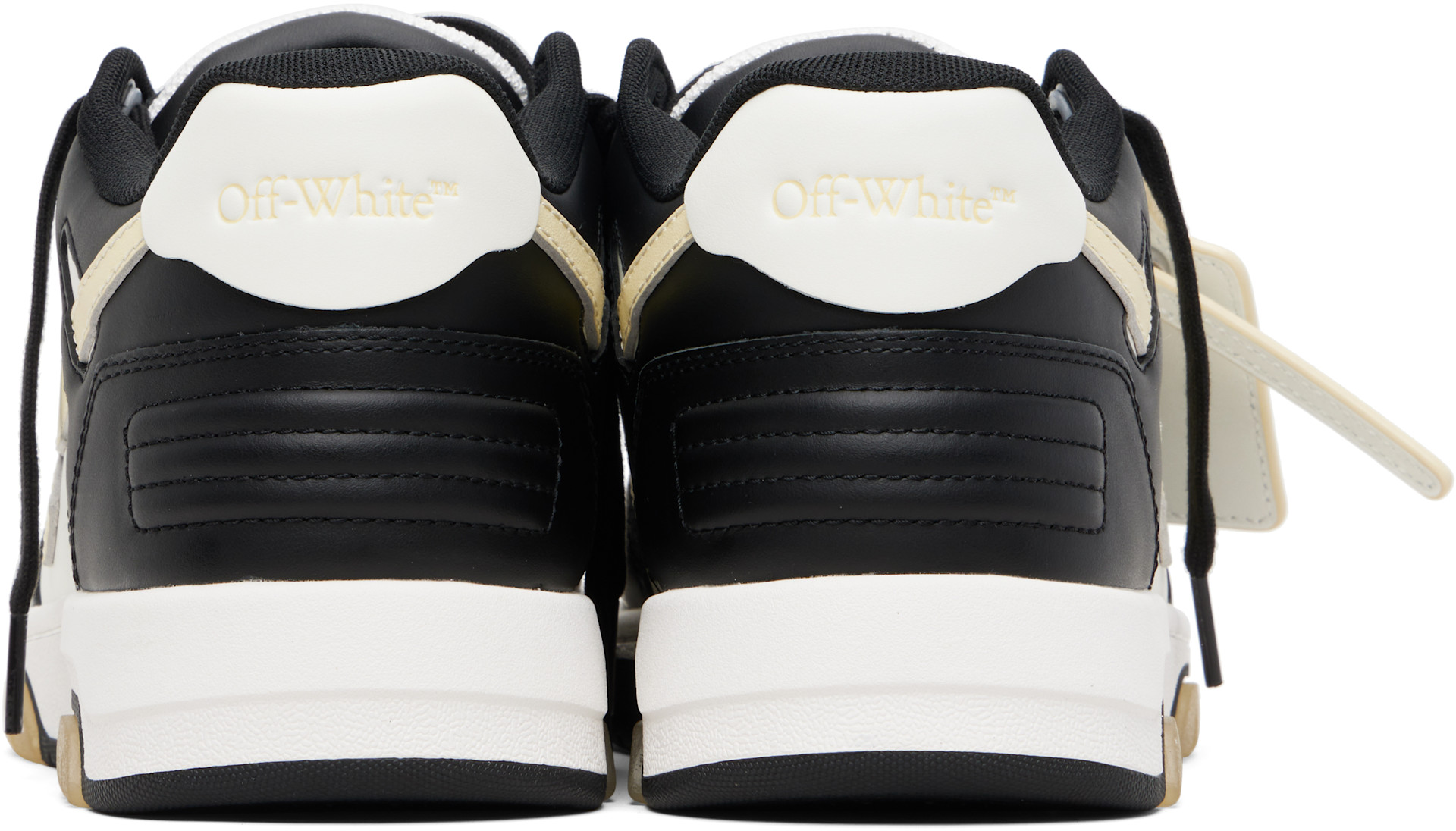 Off-White: White & Black Out Of Office Glow-In-The-Dark Sneakers