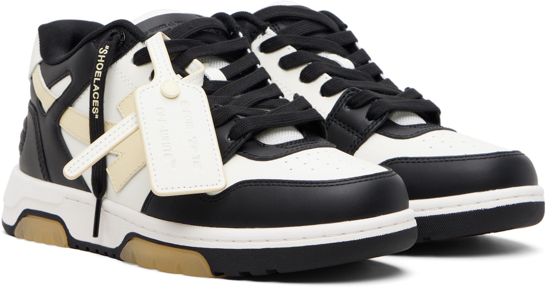 Off-White: White & Black Out Of Office Glow-In-The-Dark Sneakers