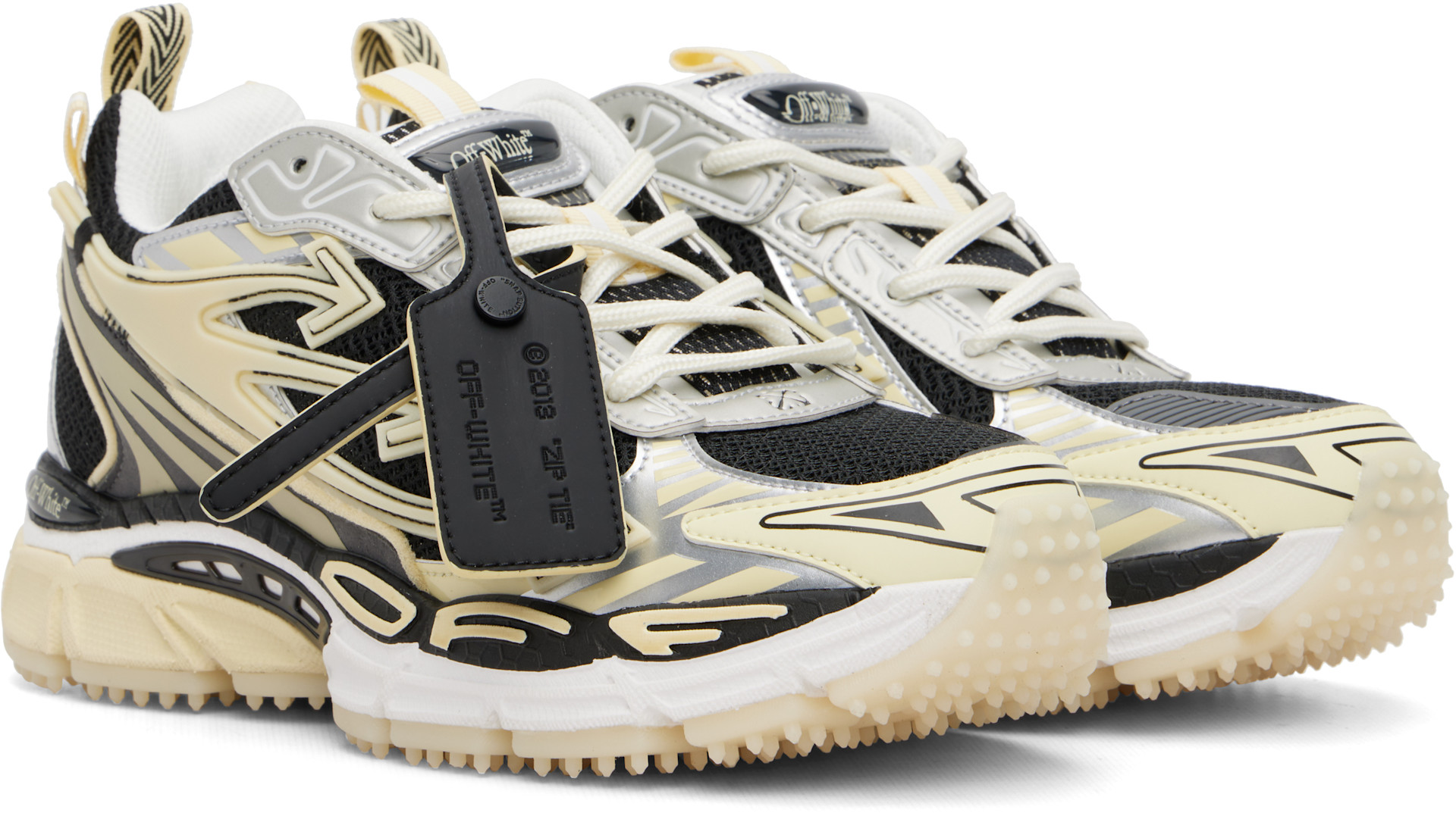 Off-White - Baskets Be Right Back noir et beige à garnitures phosphorescentes