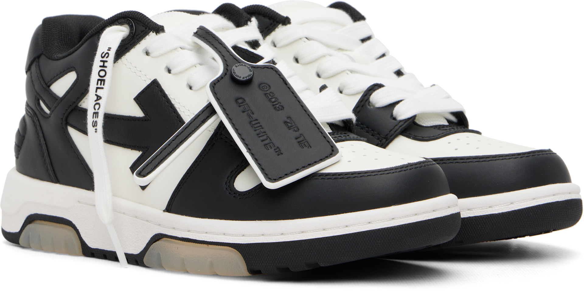 Off-White: Black & White 'Out Of Office' Calf Leather Sneakers