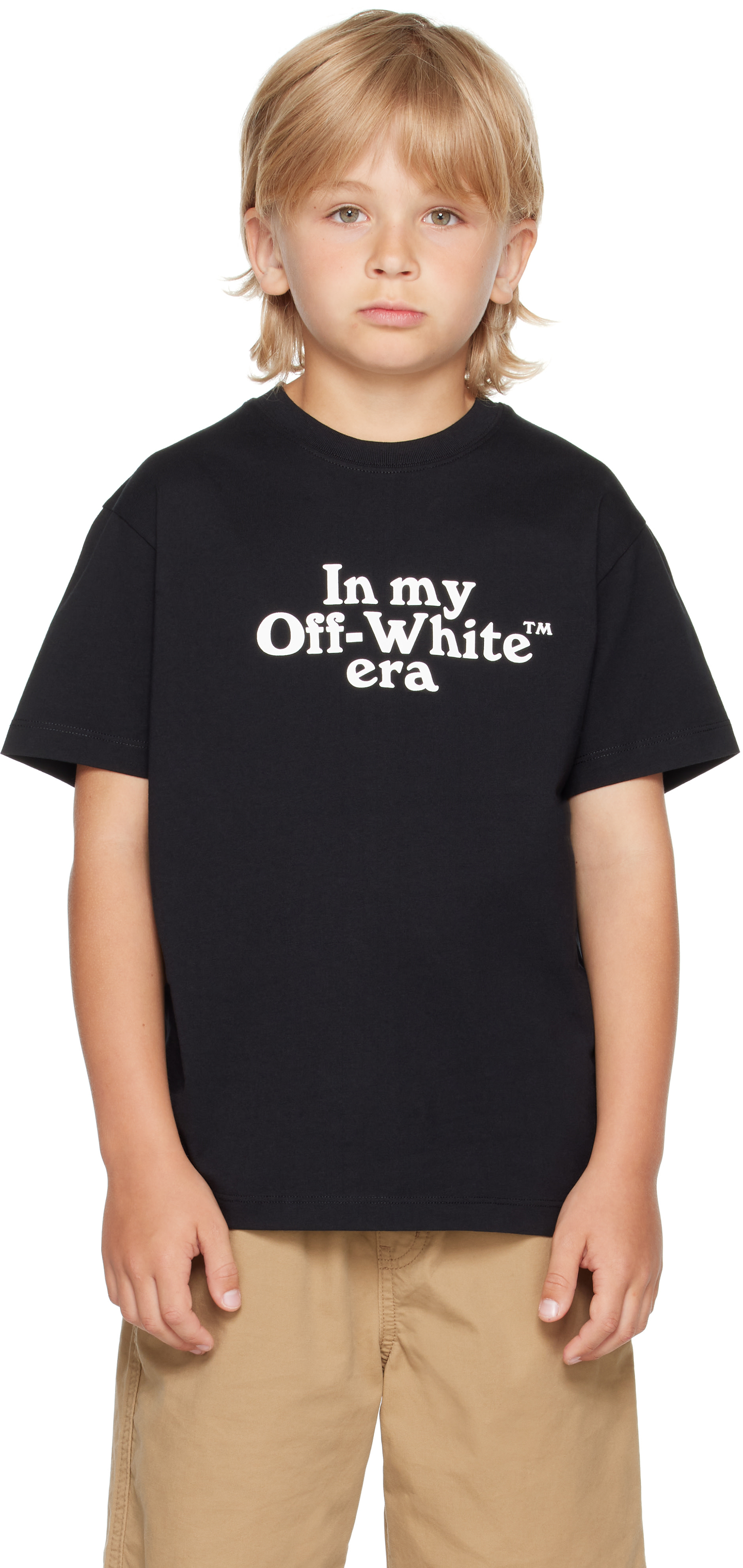 Off-White - 키즈 블랙 OW 멀티로고 티셔츠