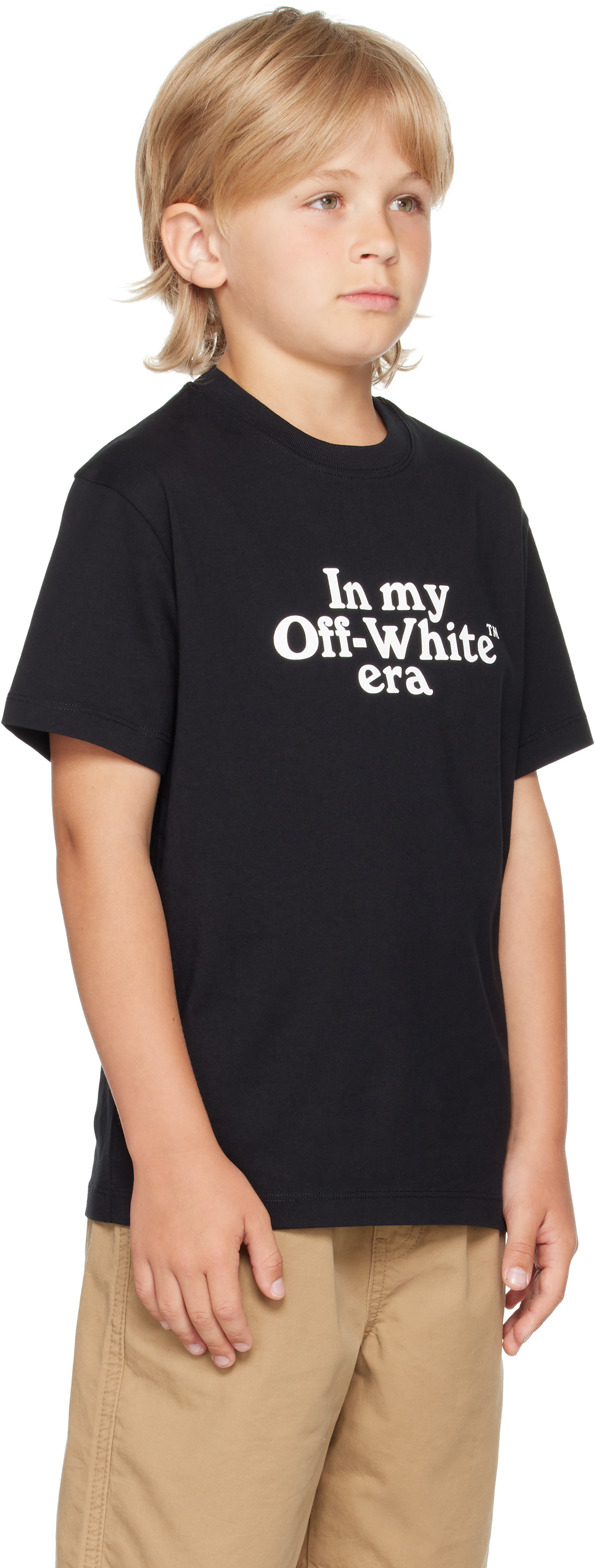 Off-White - 키즈 블랙 OW 멀티로고 티셔츠