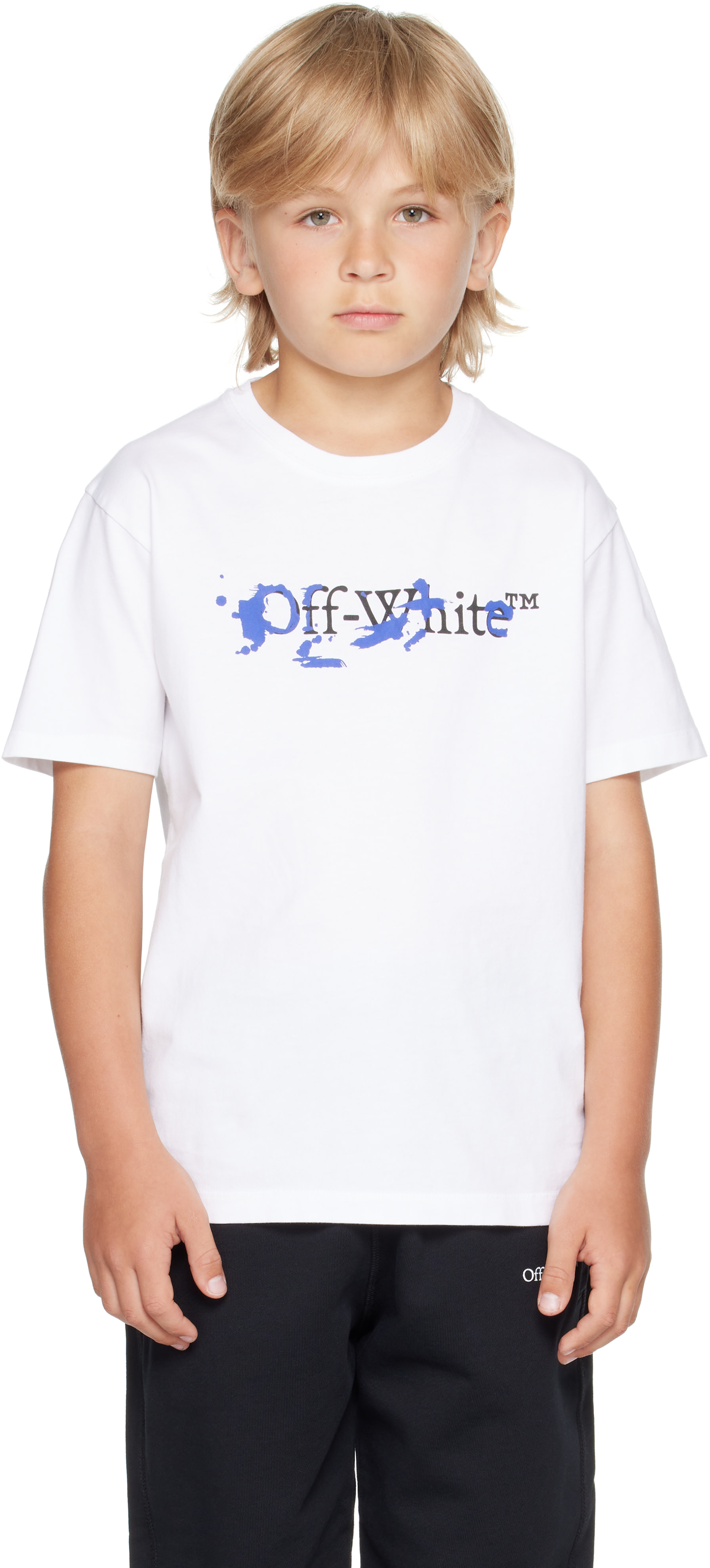 Off-White: Kids White Big Bookish Splat Ink T-shirt | SSENSE Canada