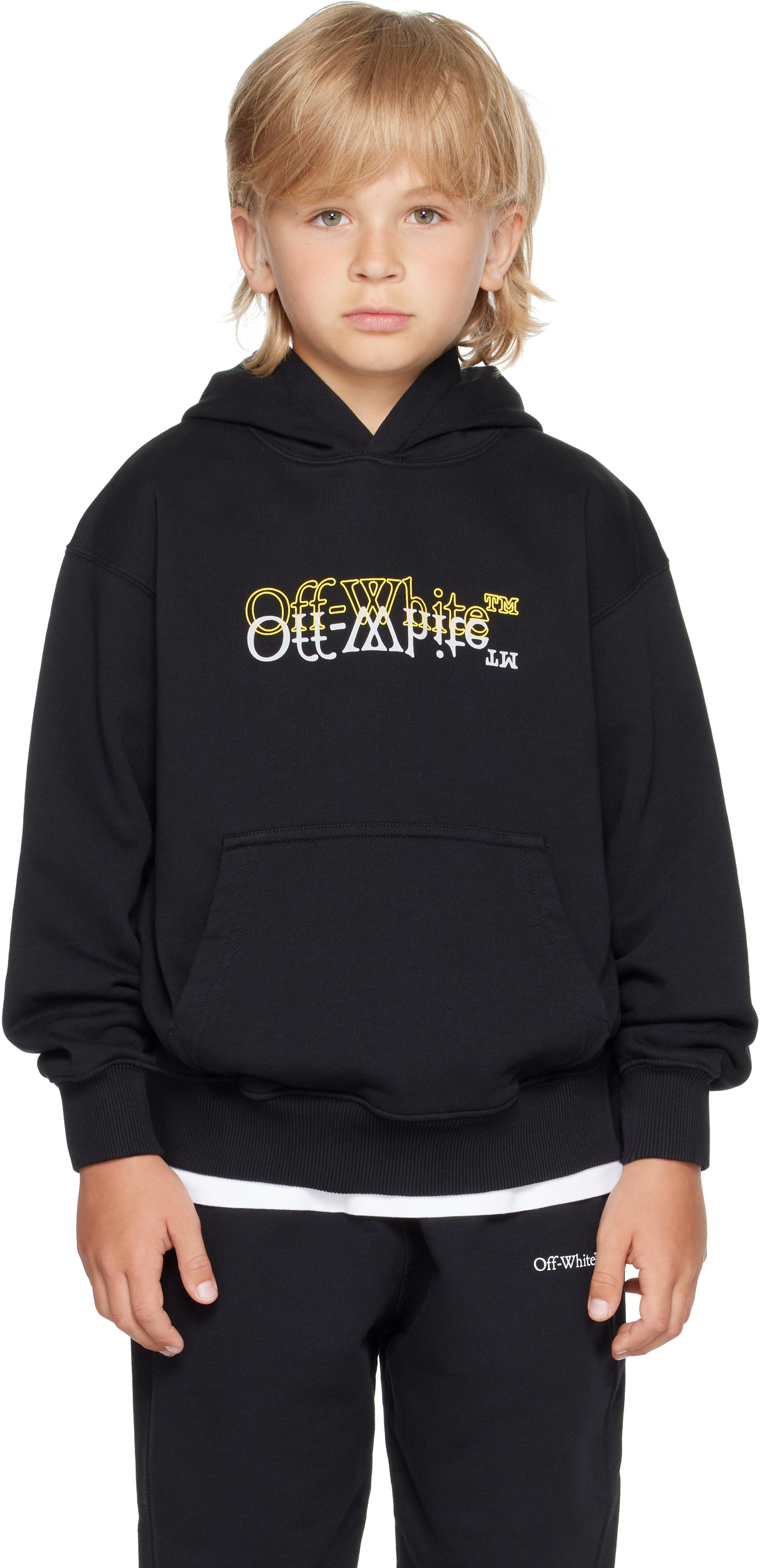 Off-White - Enfant | Pull à capuche noir à logo Double