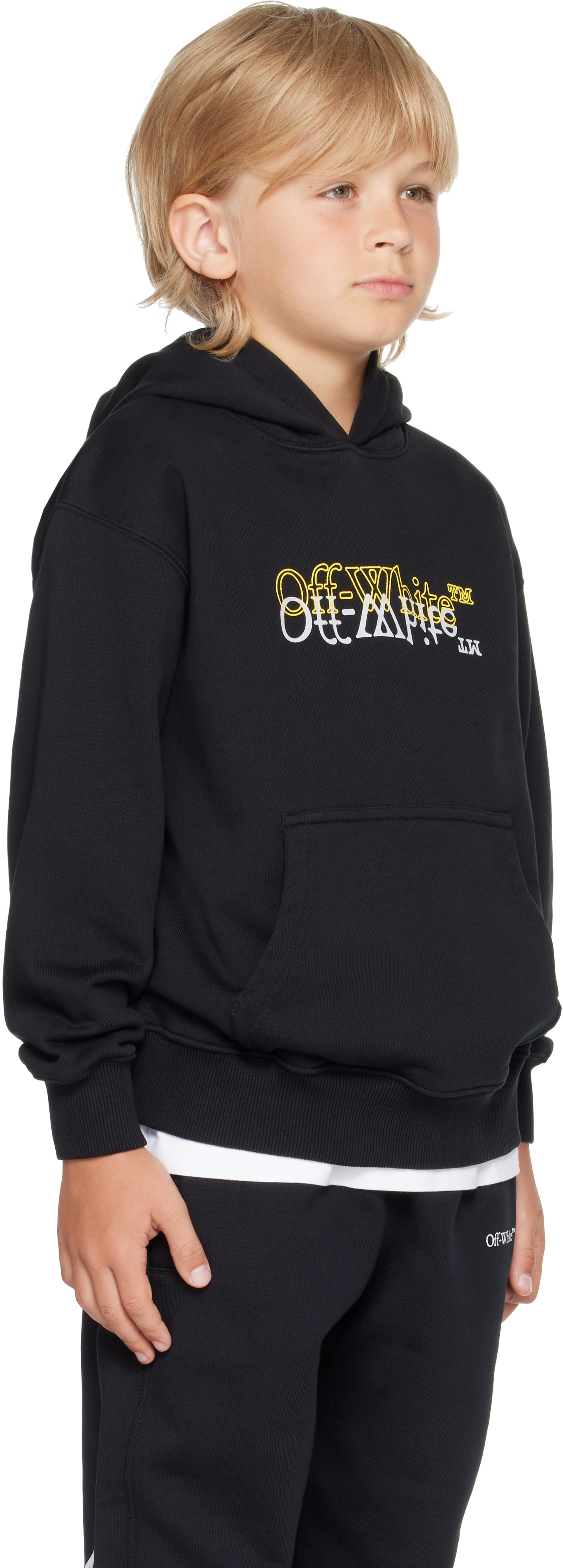 Off-White - Enfant | Pull à capuche noir à logo Double