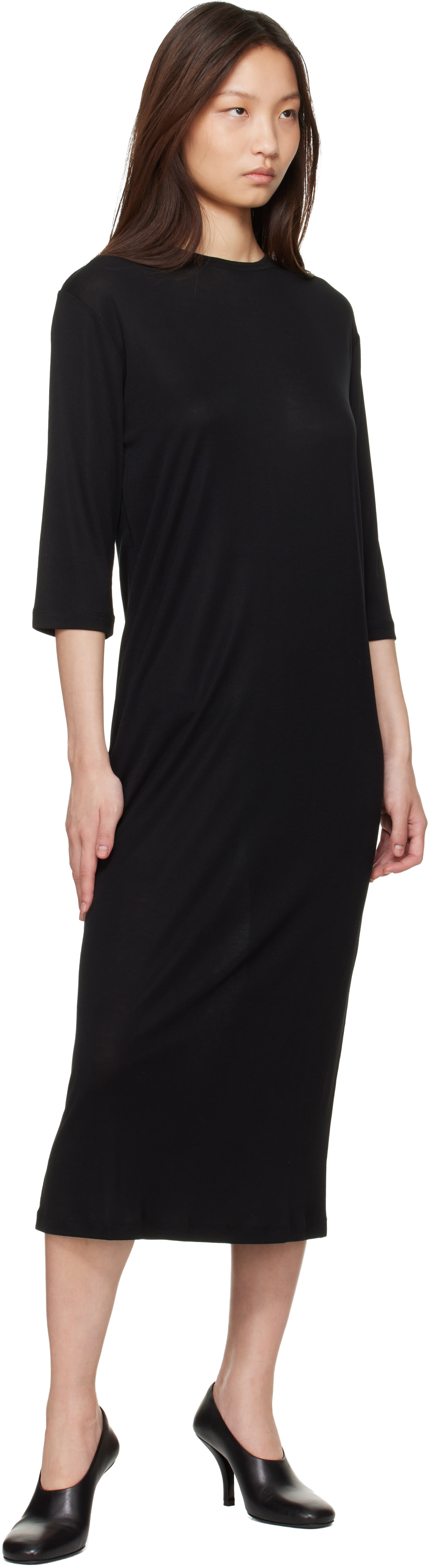 mugler jersey dress mocha brown jersey column dress main image 1