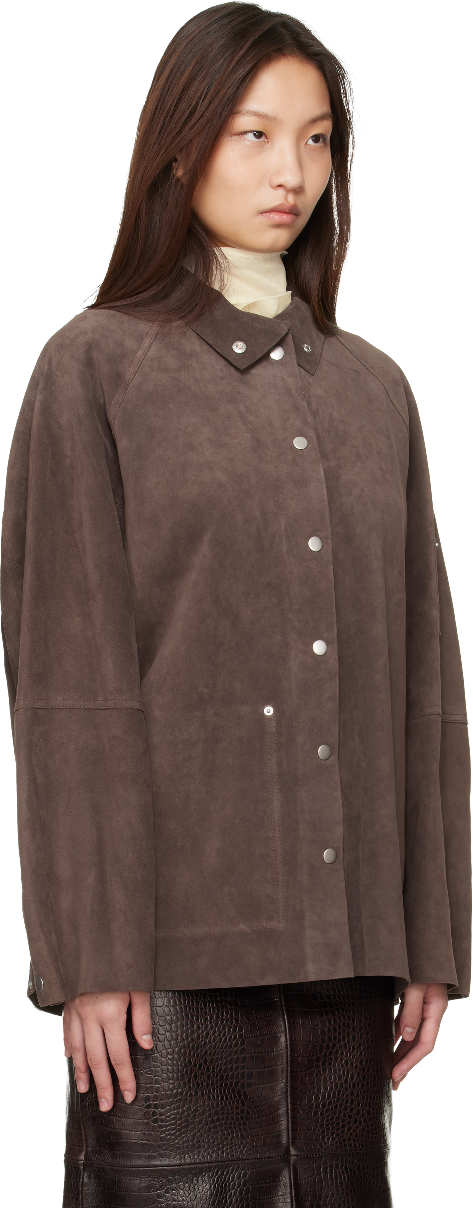 Studio Nicholson - Blouson Dash brun en suède