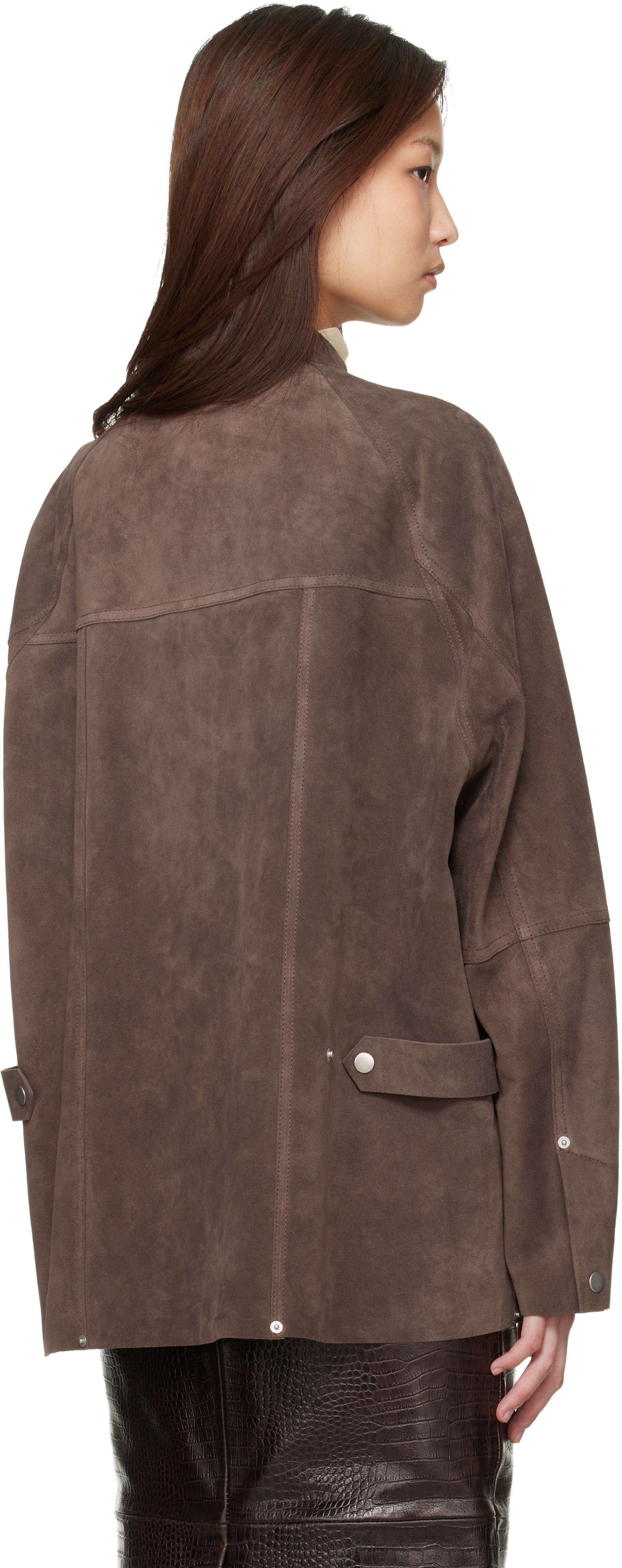 Studio Nicholson - Blouson Dash brun en suède
