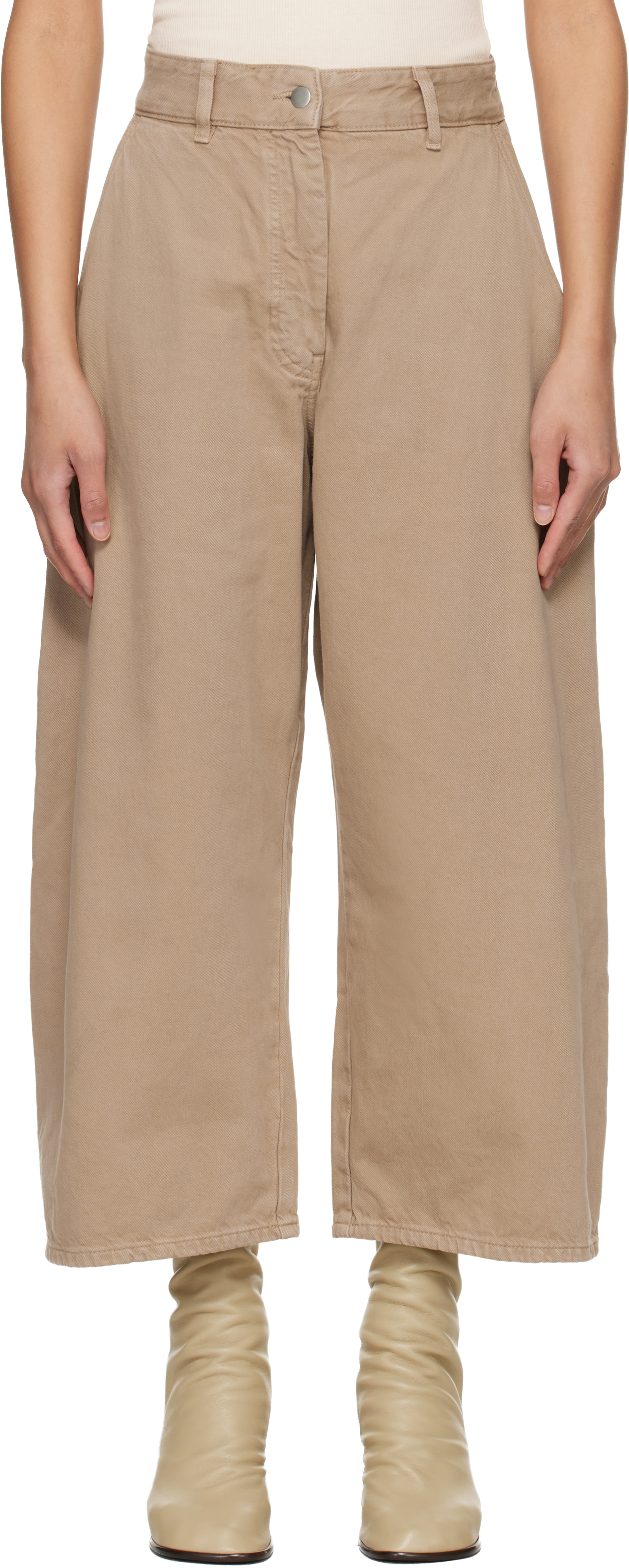 Studio Nicholson - Jean Chalco taupe en denim