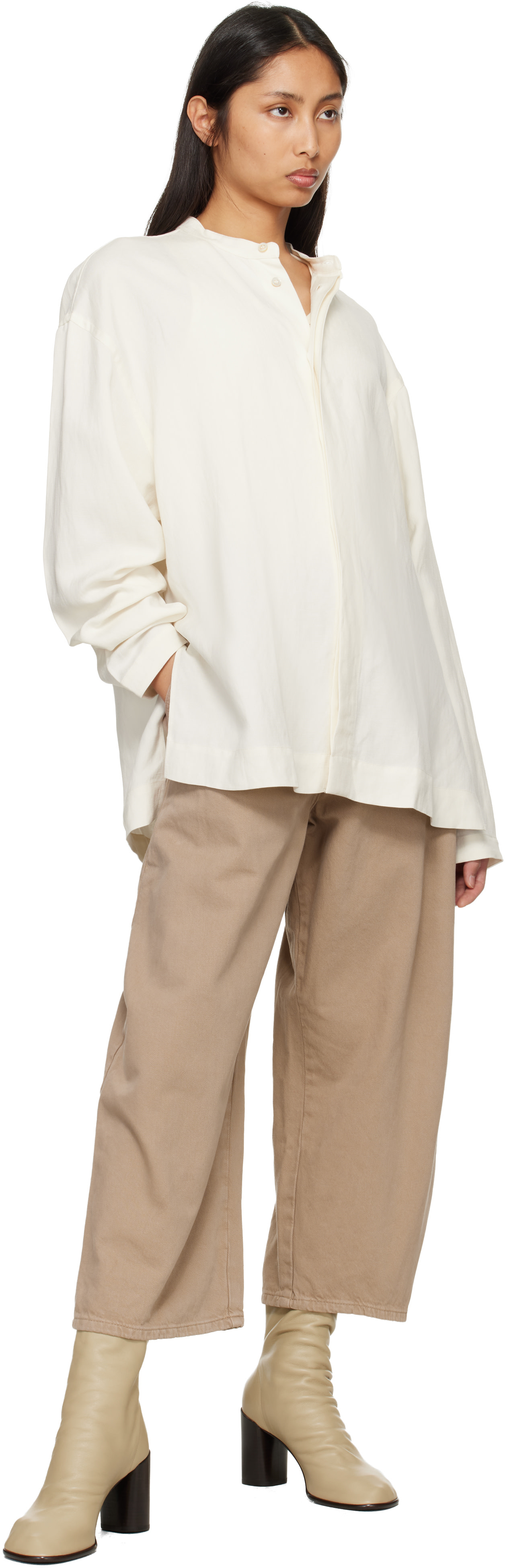 Studio Nicholson - Jean Chalco taupe en denim