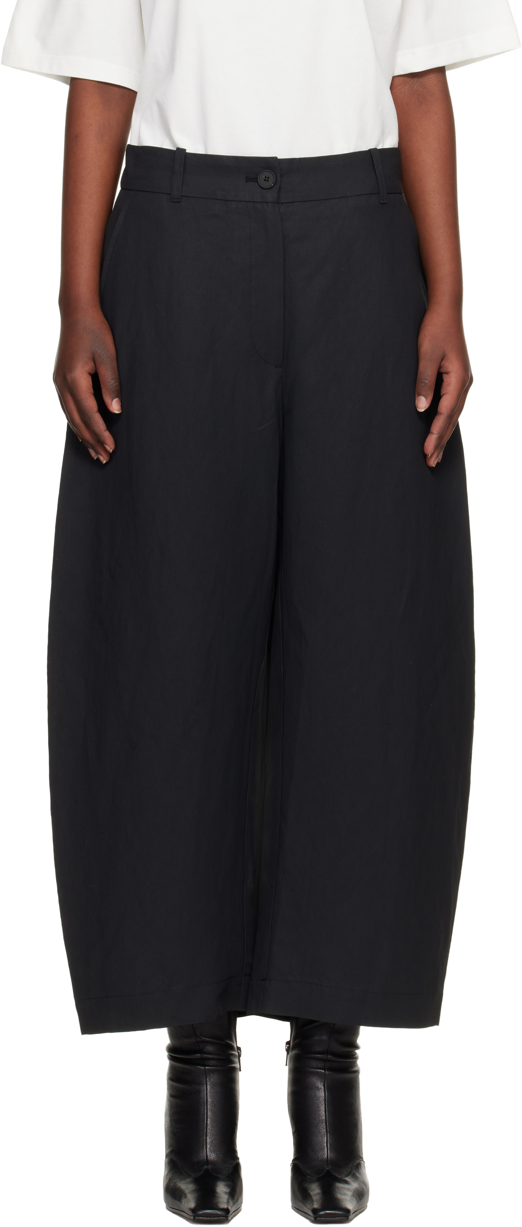 Studio Nicholson - Pantalon Chalco noir en lin