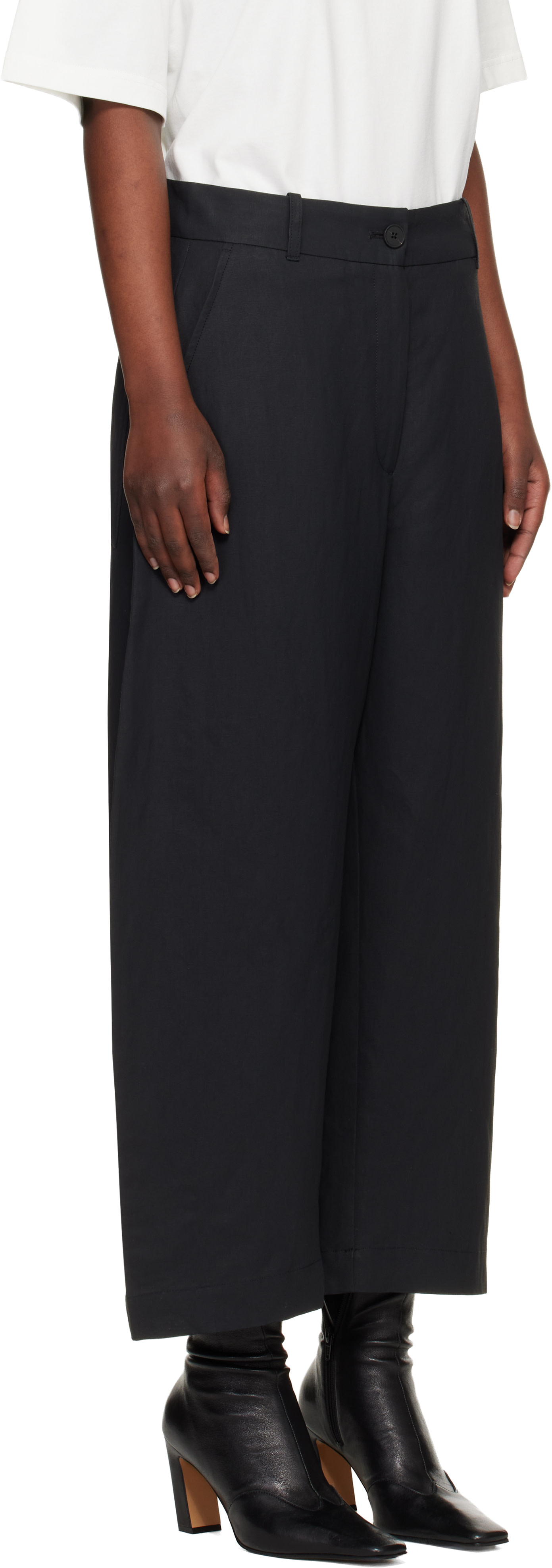Studio Nicholson - Pantalon Chalco noir en lin