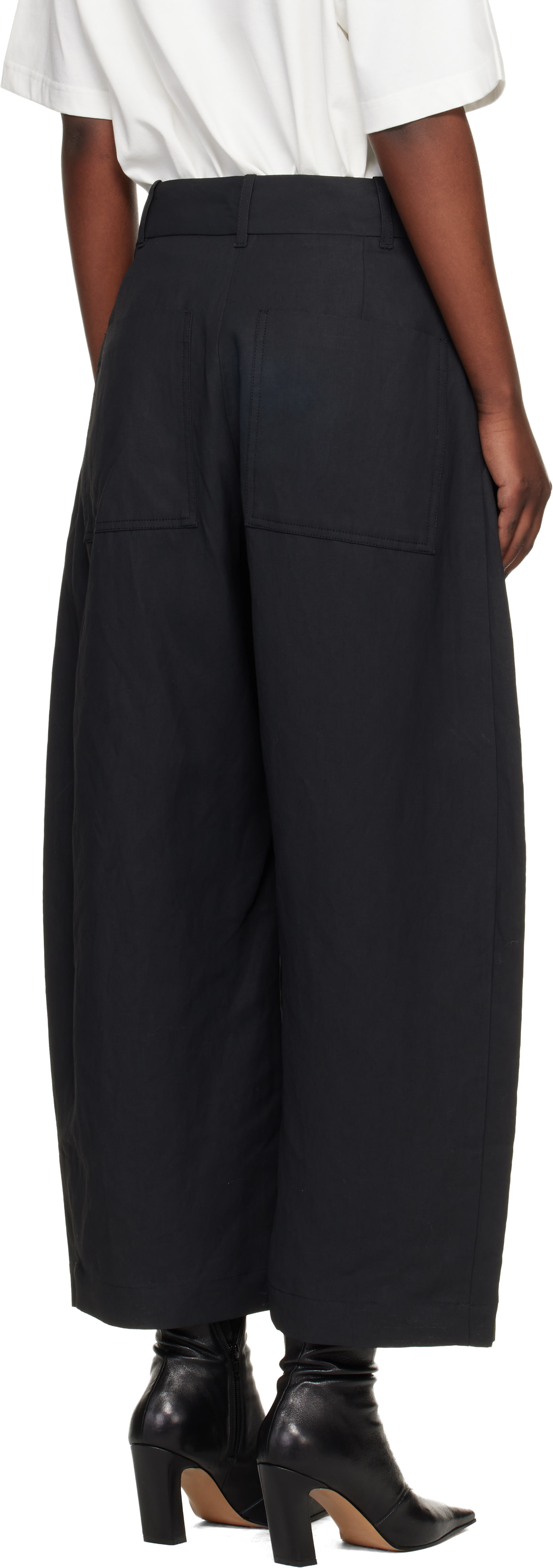 Studio Nicholson - Pantalon Chalco noir en lin