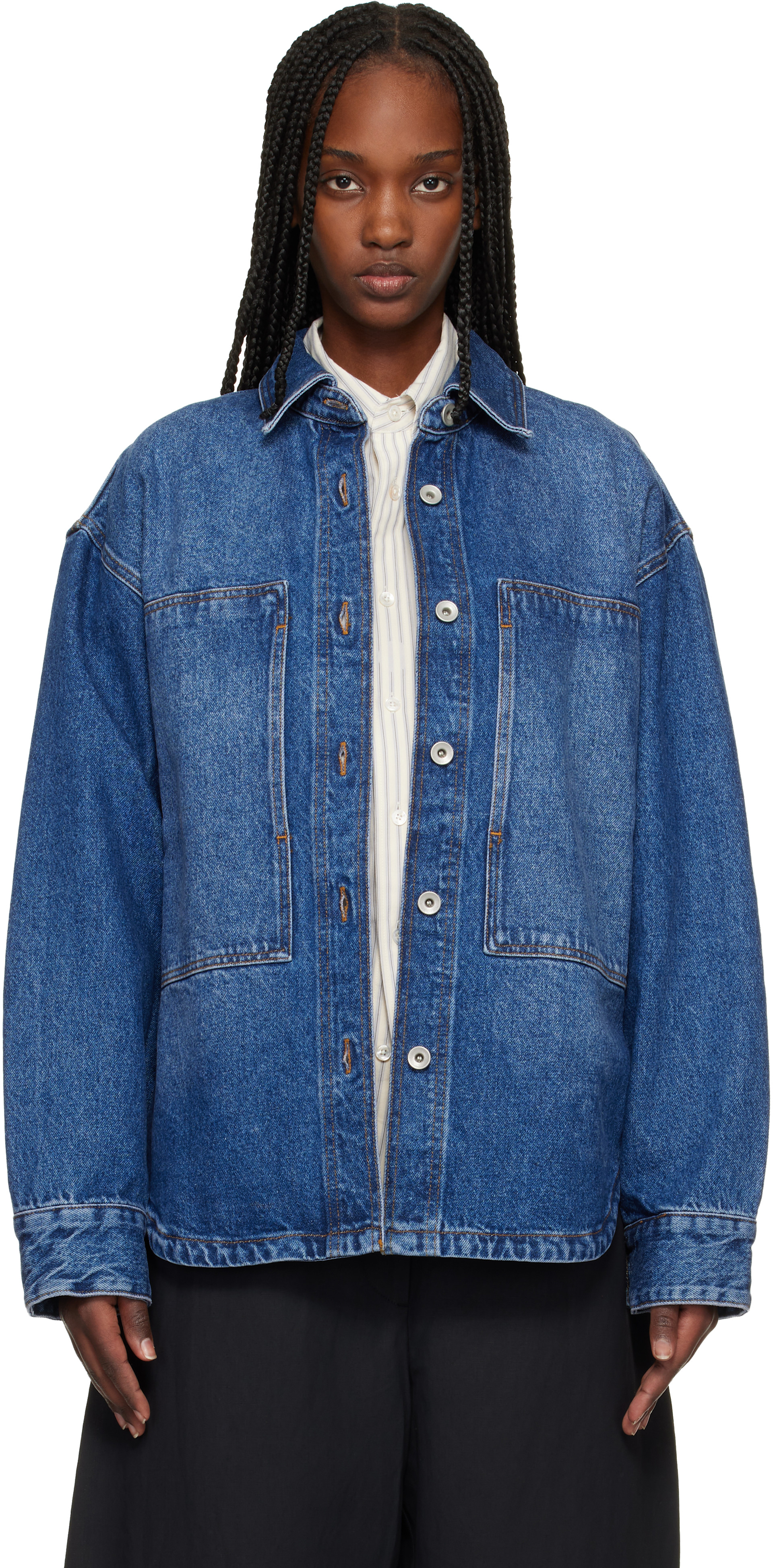 Studio Nicholson - Chemise Paso bleue en denim