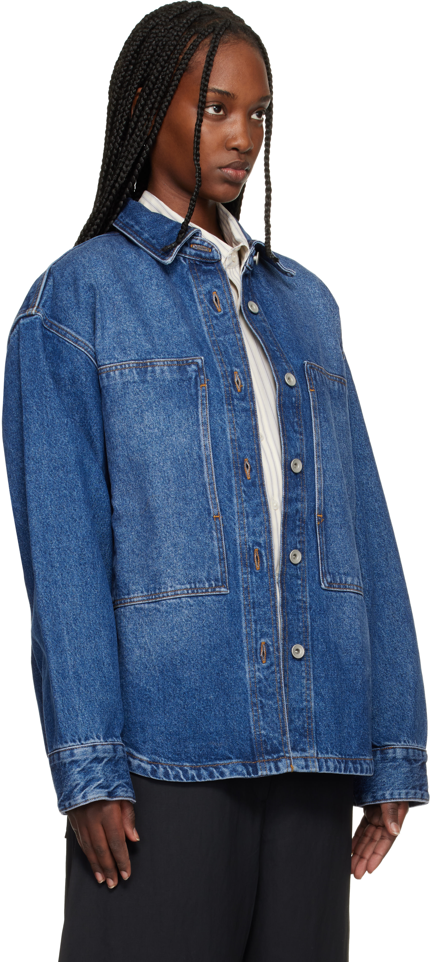 Studio Nicholson - Chemise Paso bleue en denim