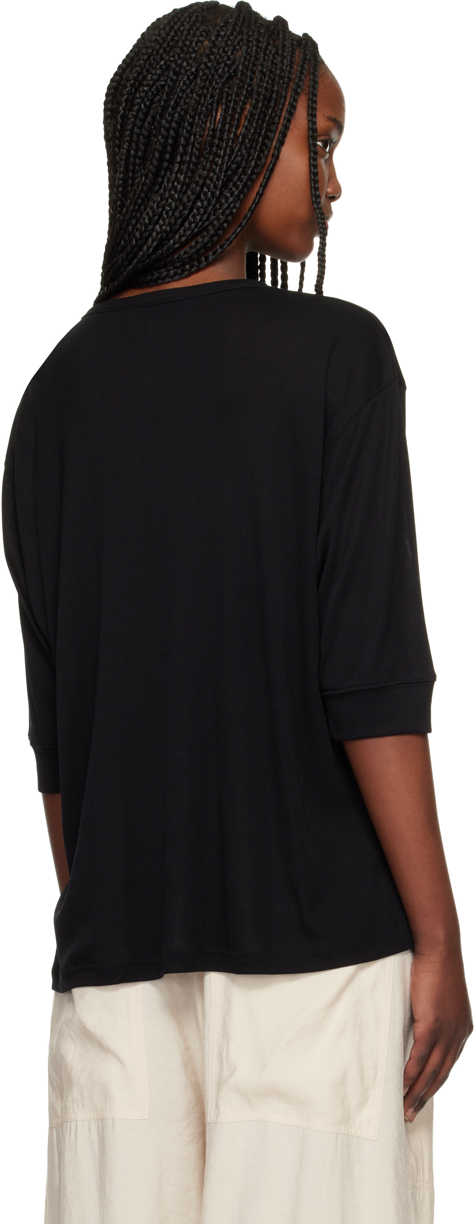 Studio Nicholson: Black Lorem Jersey Henley | SSENSE