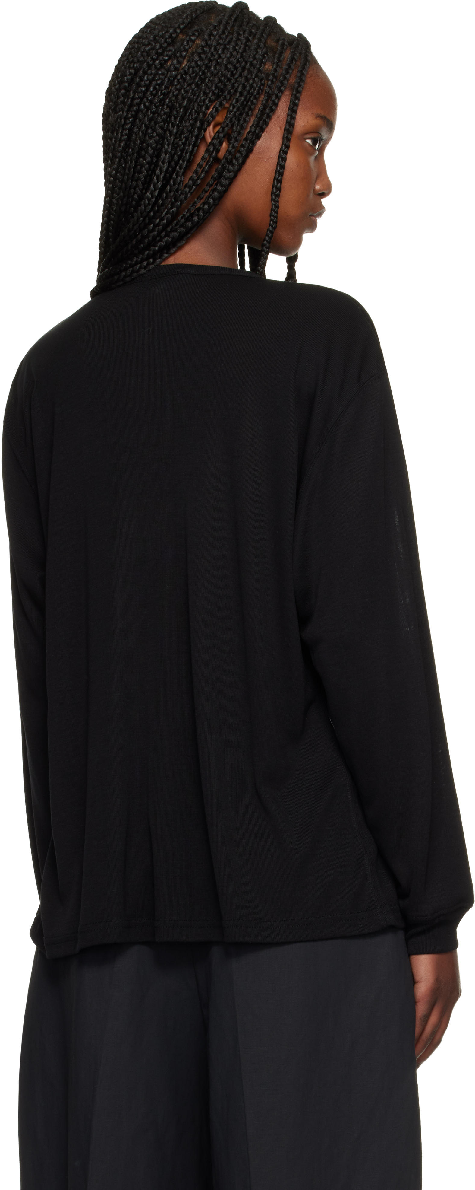 Studio Nicholson: Black Rutas Jersey Henley | SSENSE