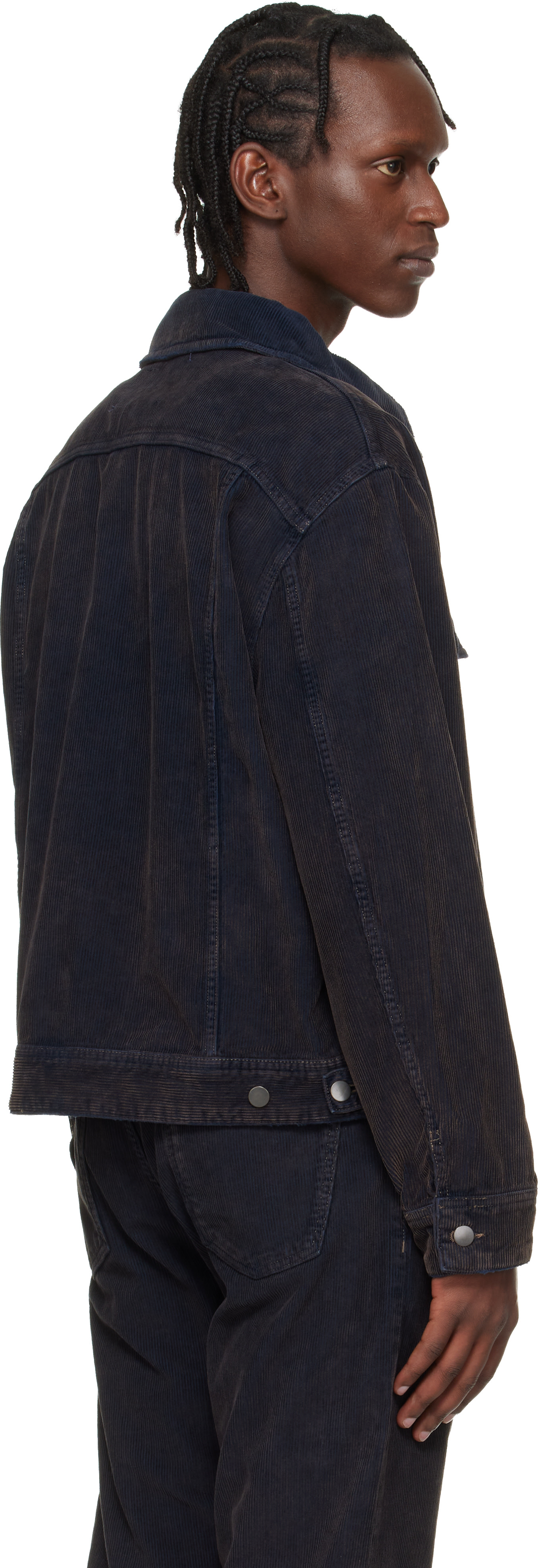 Studio Nicholson: Navy Aaron Levine Edition Derby Corduroy Jacket
