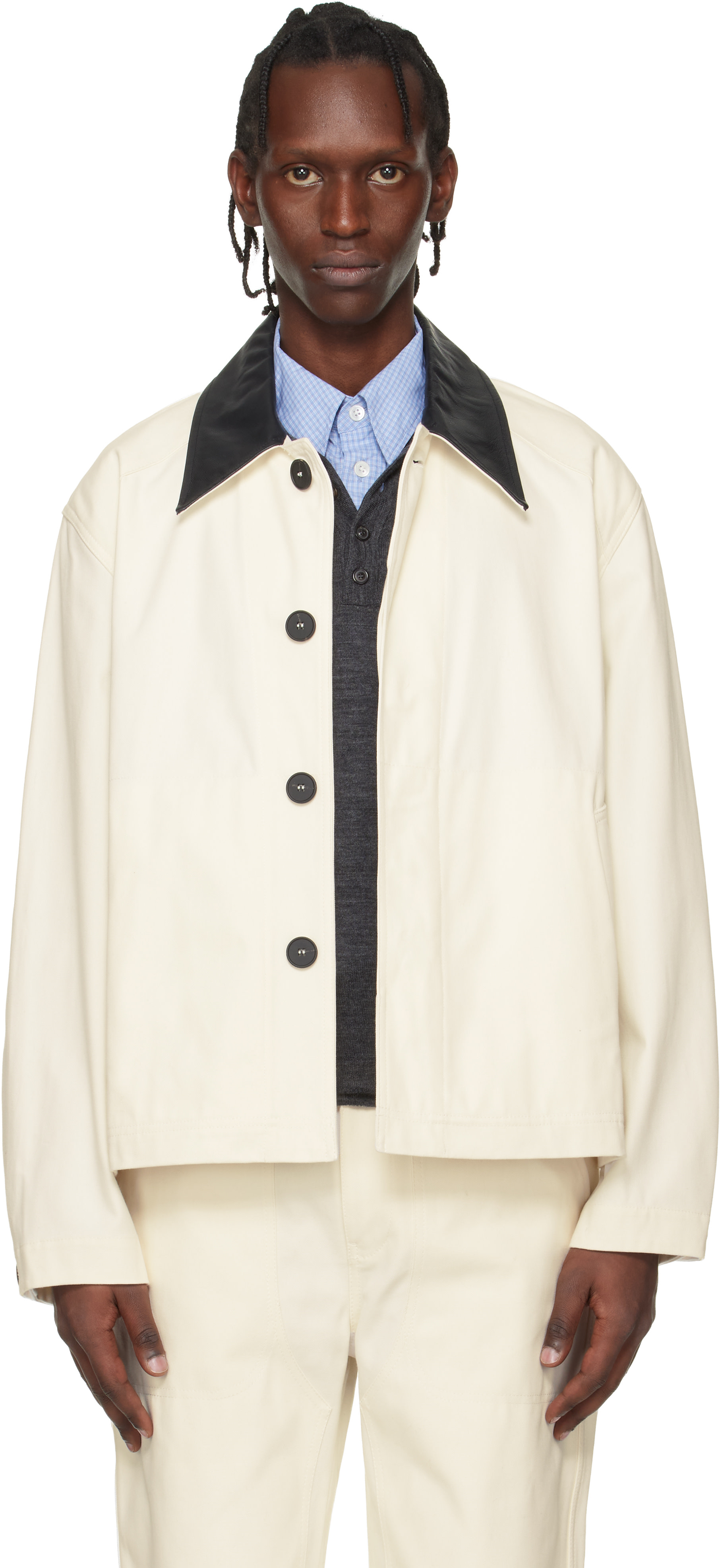 Studio Nicholson: White Aaron Levine Edition Dover Jacket | SSENSE