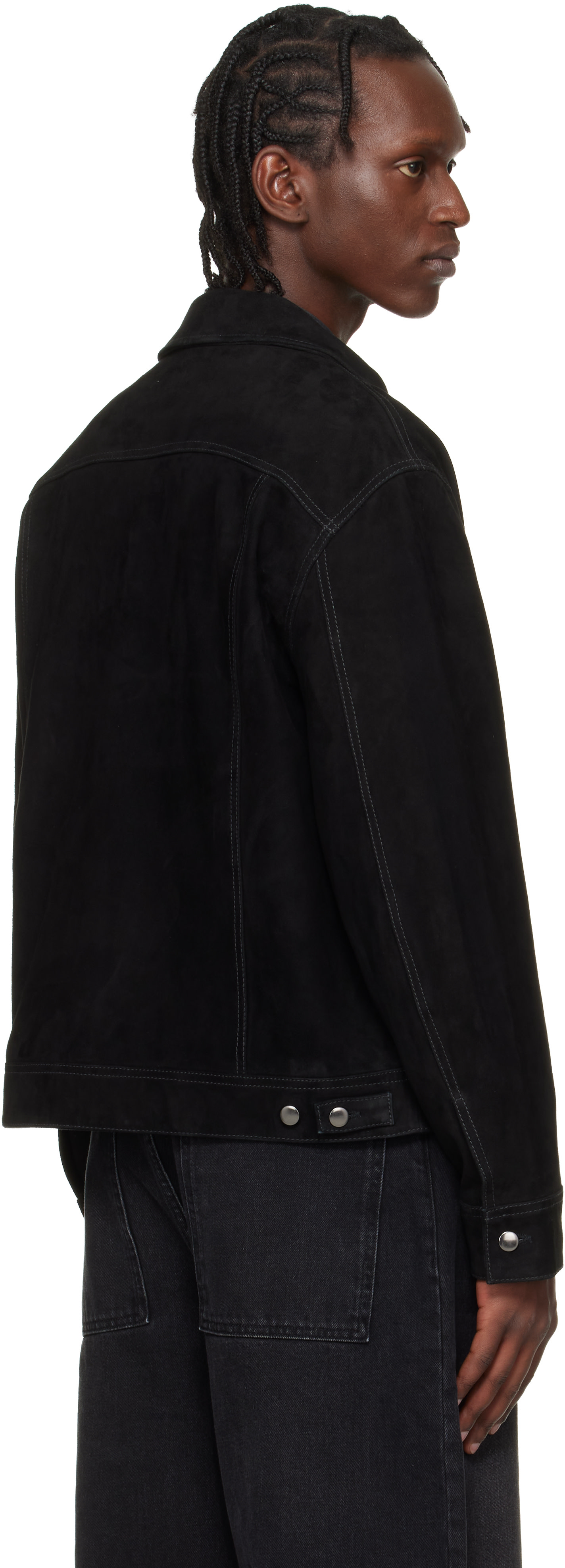 Studio Nicholson - Blouson Boston noir en suède