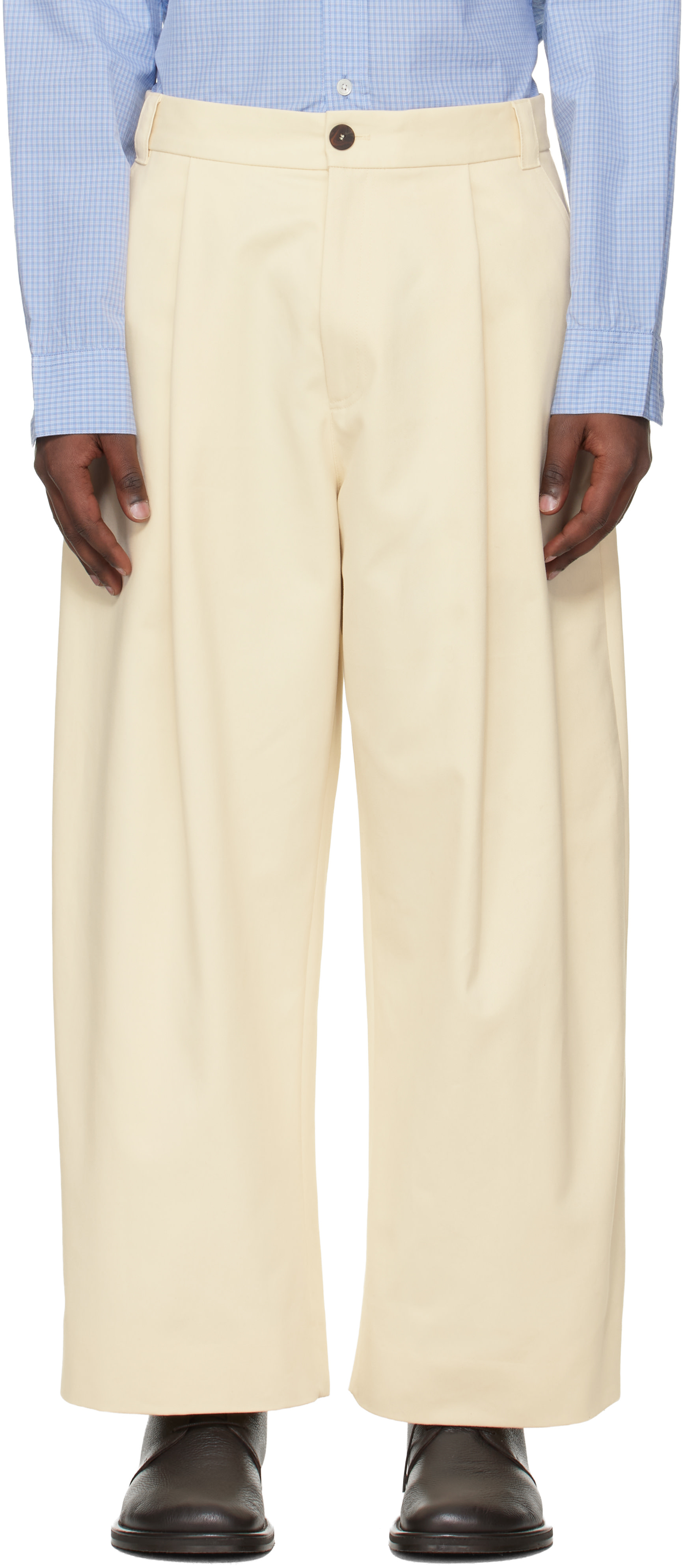 Studio Nicholson - Off-White Sorte Trousers