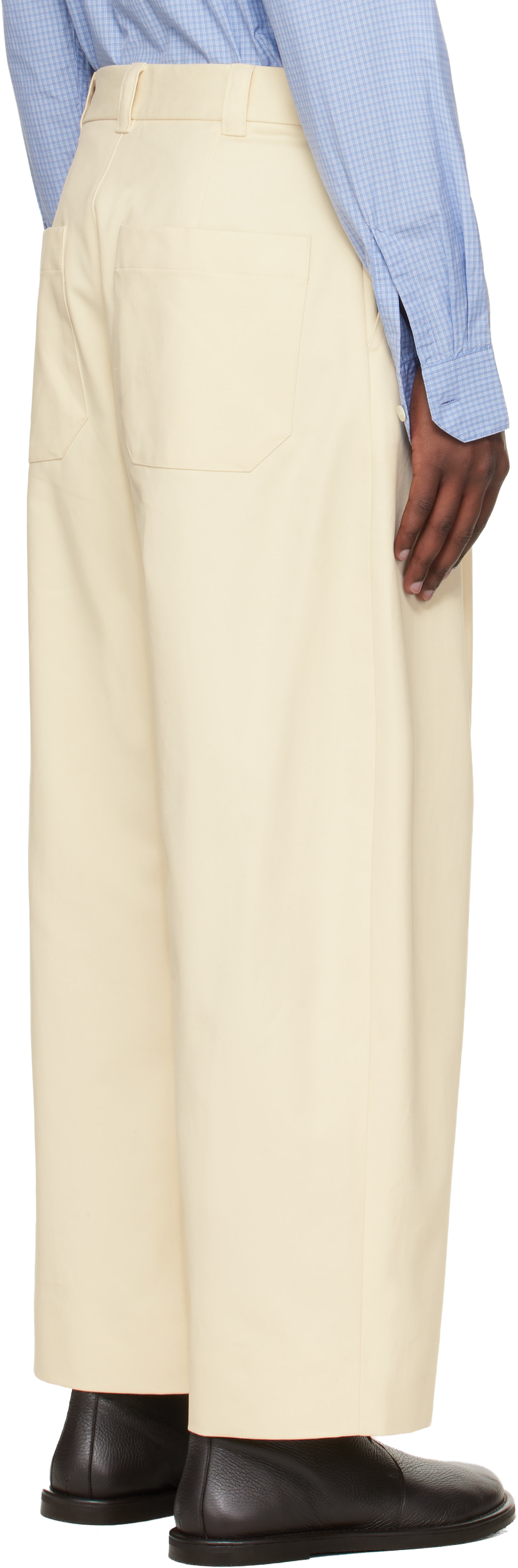 Studio Nicholson - Off-White Sorte Trousers