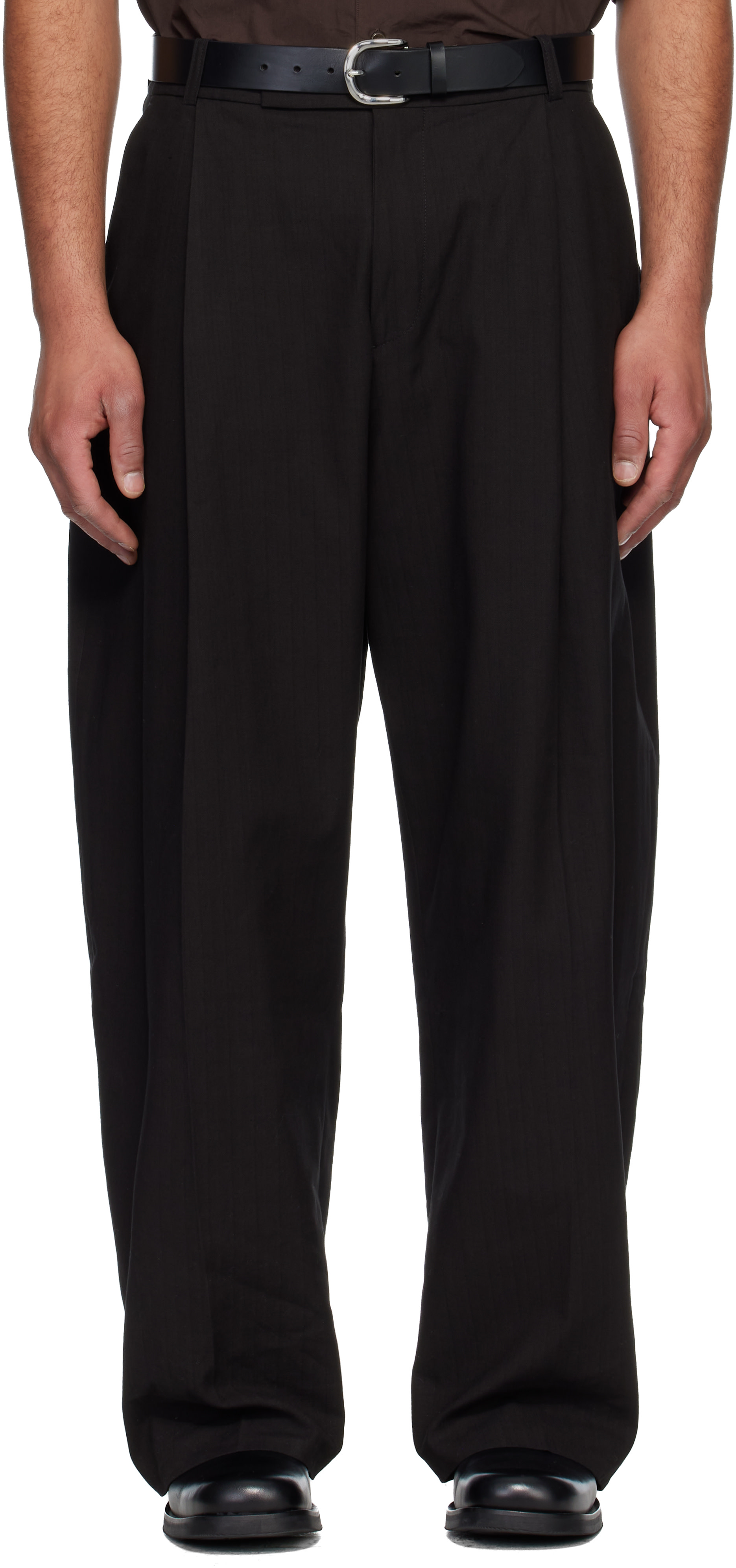 Studio Nicholson: Black Pull Trousers | SSENSE