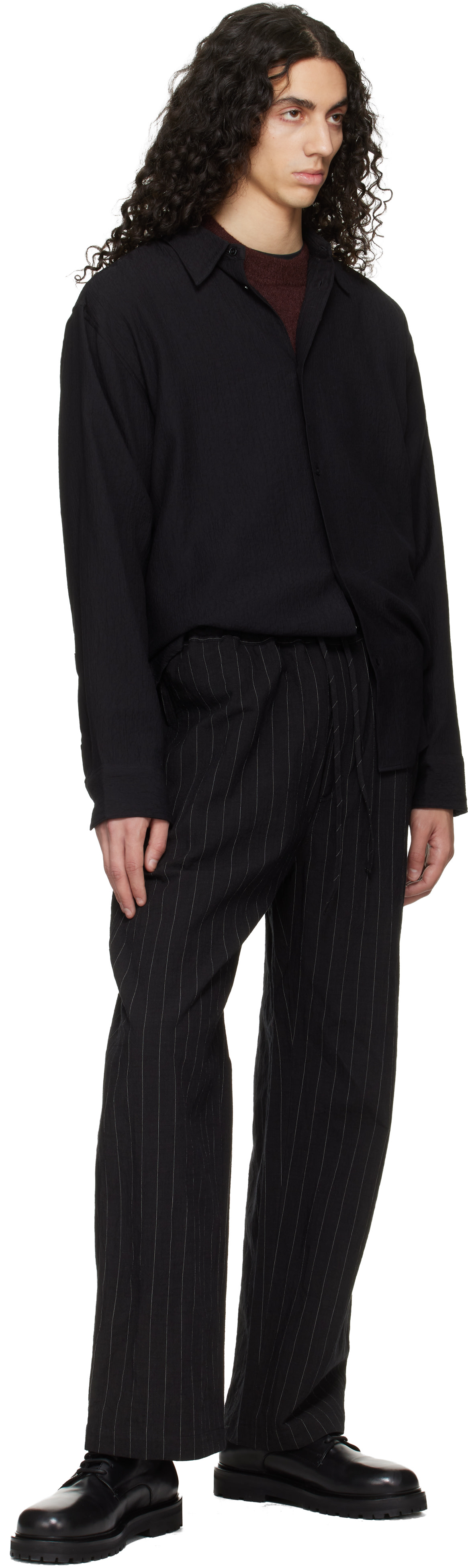 Studio Nicholson: Black Line Trousers | SSENSE